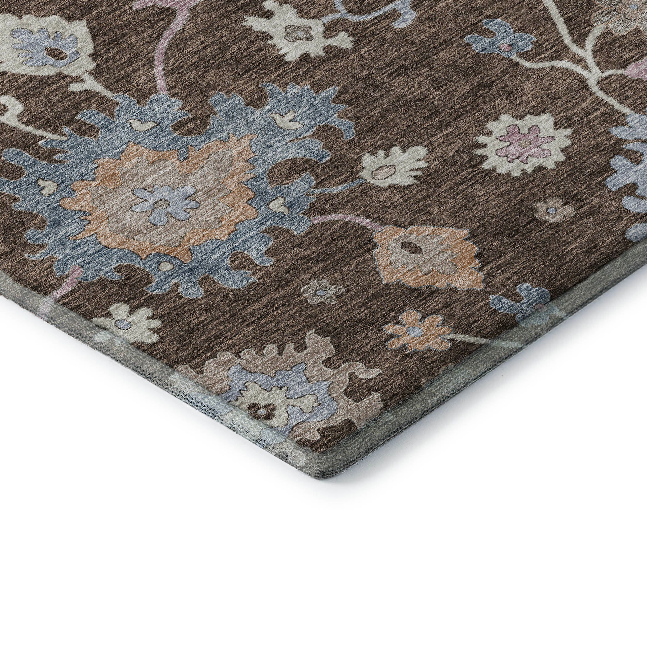 Lisbon Machine Washable Transitional Chocolate Brown Rug 1'8" x 2'6" #shape_Rectangle