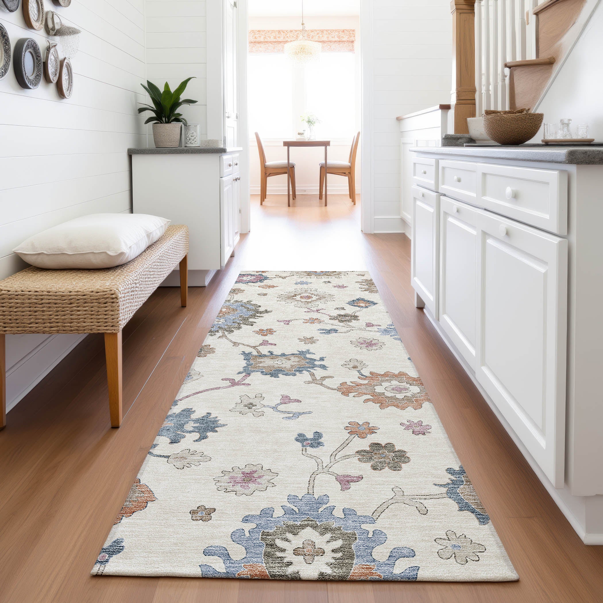 Lisbon Machine Washable Transitional Ivory Rug 2'3" x 7'6" #shape_Runner
