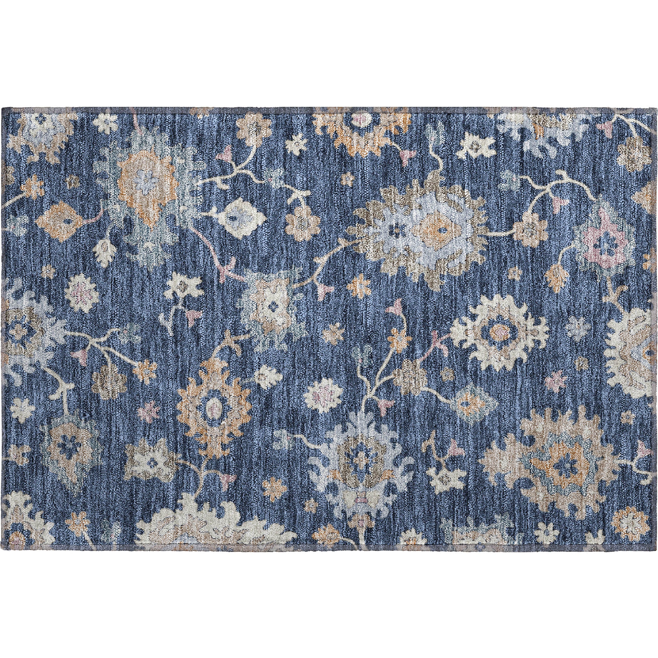 Lisbon Machine Washable Transitional Navy Blue Rug 1'8" x 2'6" #shape_Rectangle