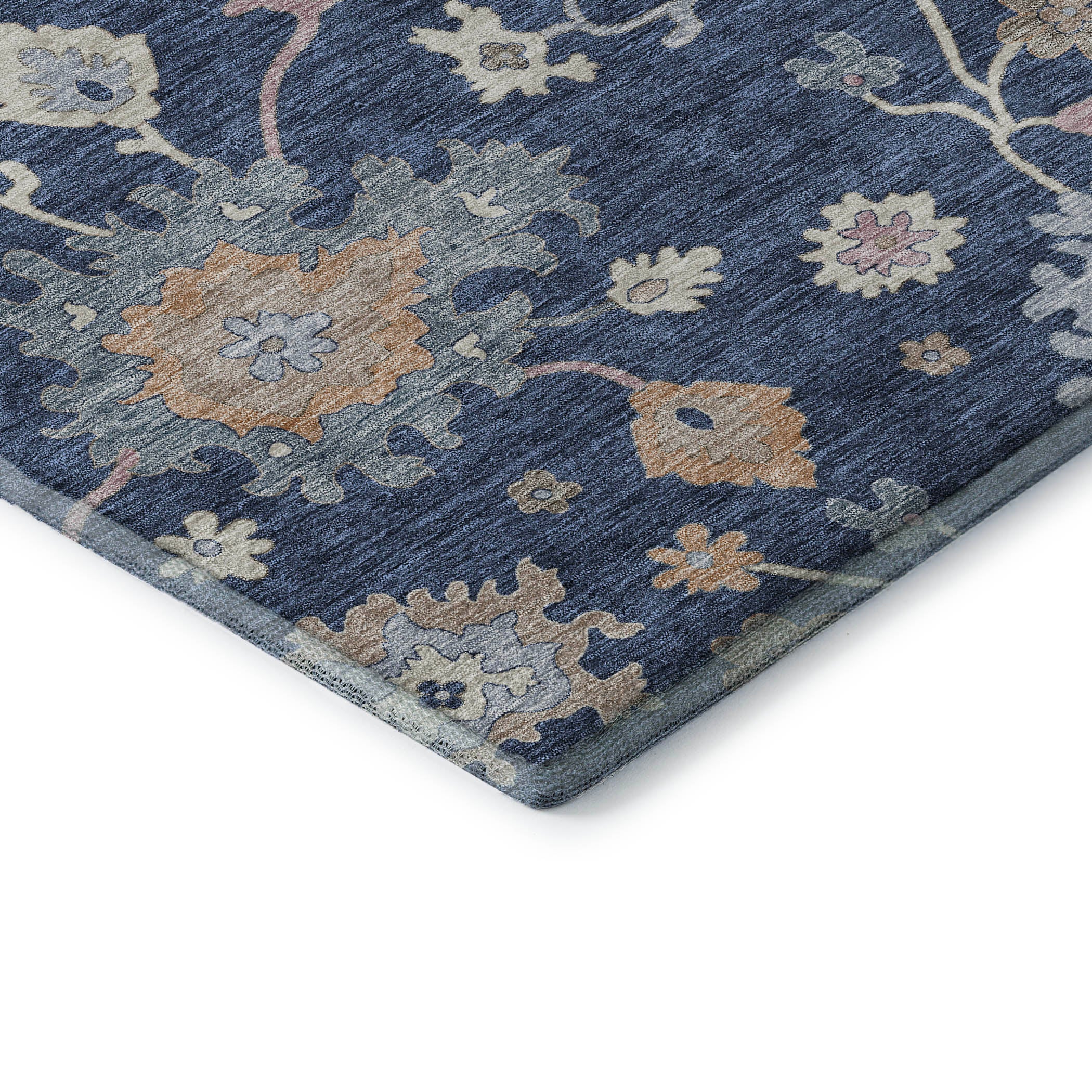 Lisbon Machine Washable Transitional Navy Blue Rug 1'8" x 2'6" #shape_Rectangle