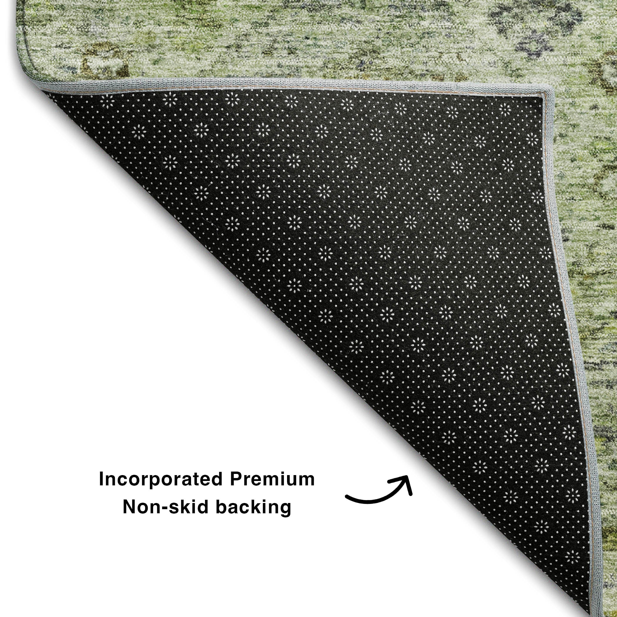 Marrakech Machine Washable Transitional Aloe Green Rug 1'8" x 2'6" #shape_Rectangle