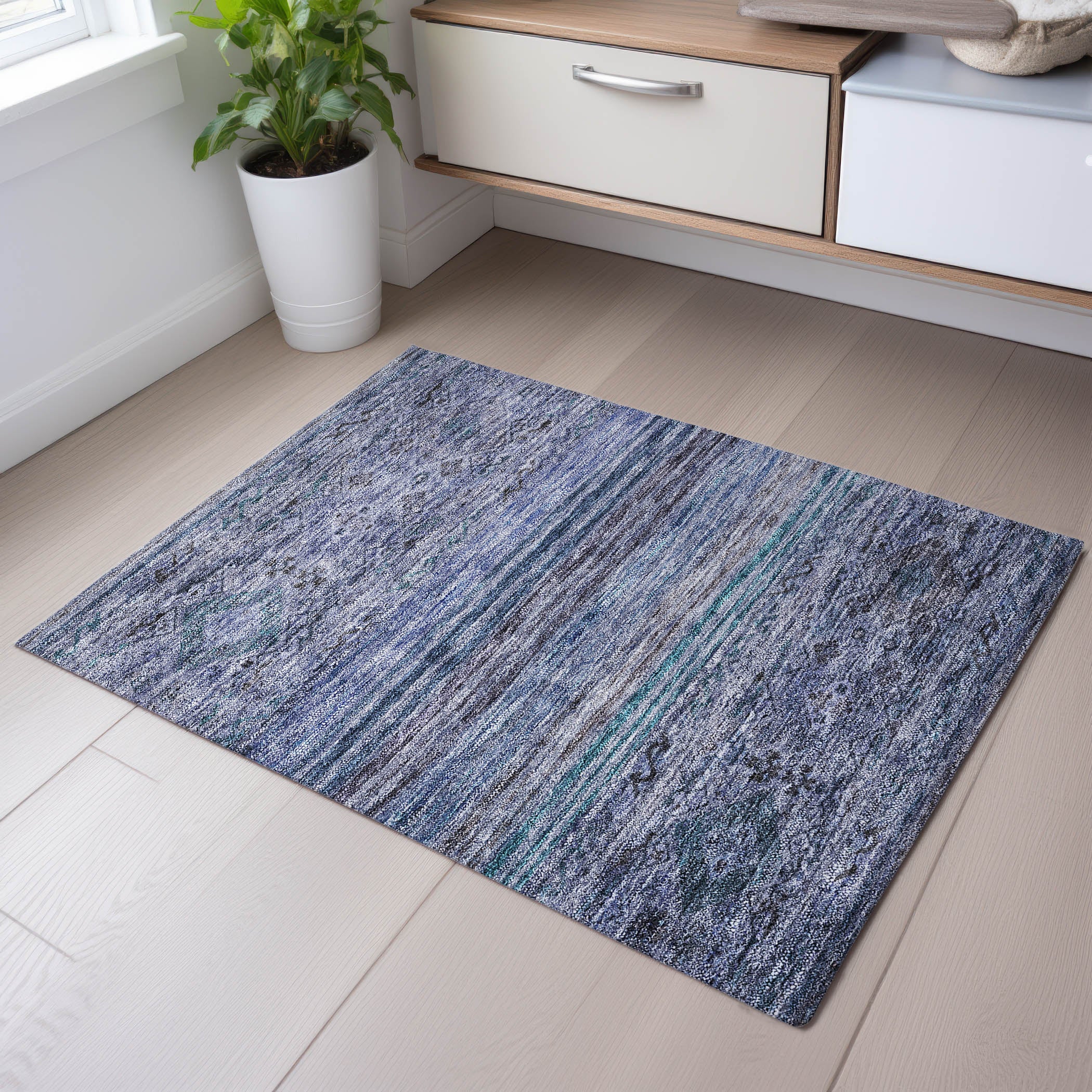 Marrakech Machine Washable Transitional Blue Rug 1'8" x 2'6" #shape_Rectangle