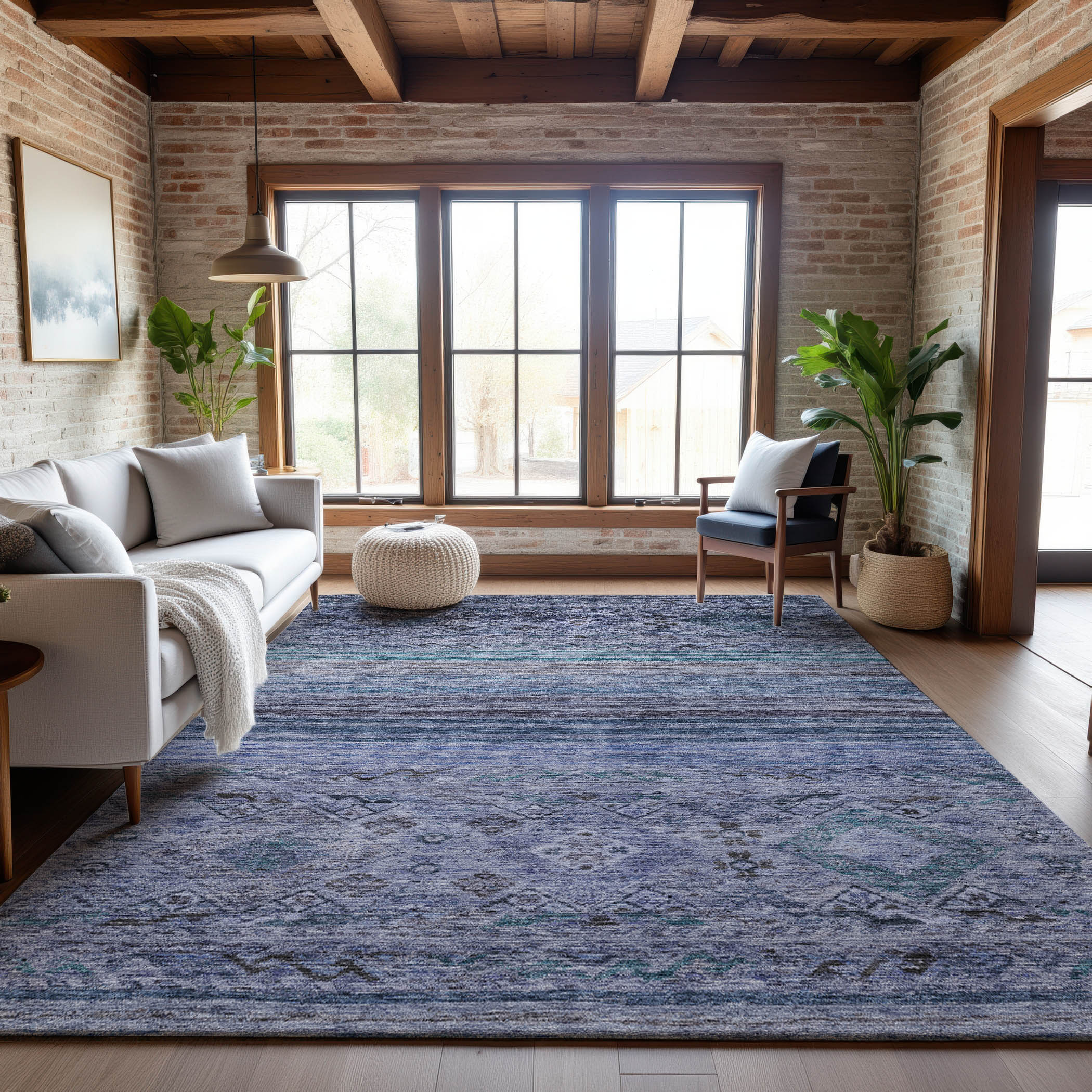 Marrakech Machine Washable Transitional Blue Rug 2'6" x 3'10" #shape_Rectangle
