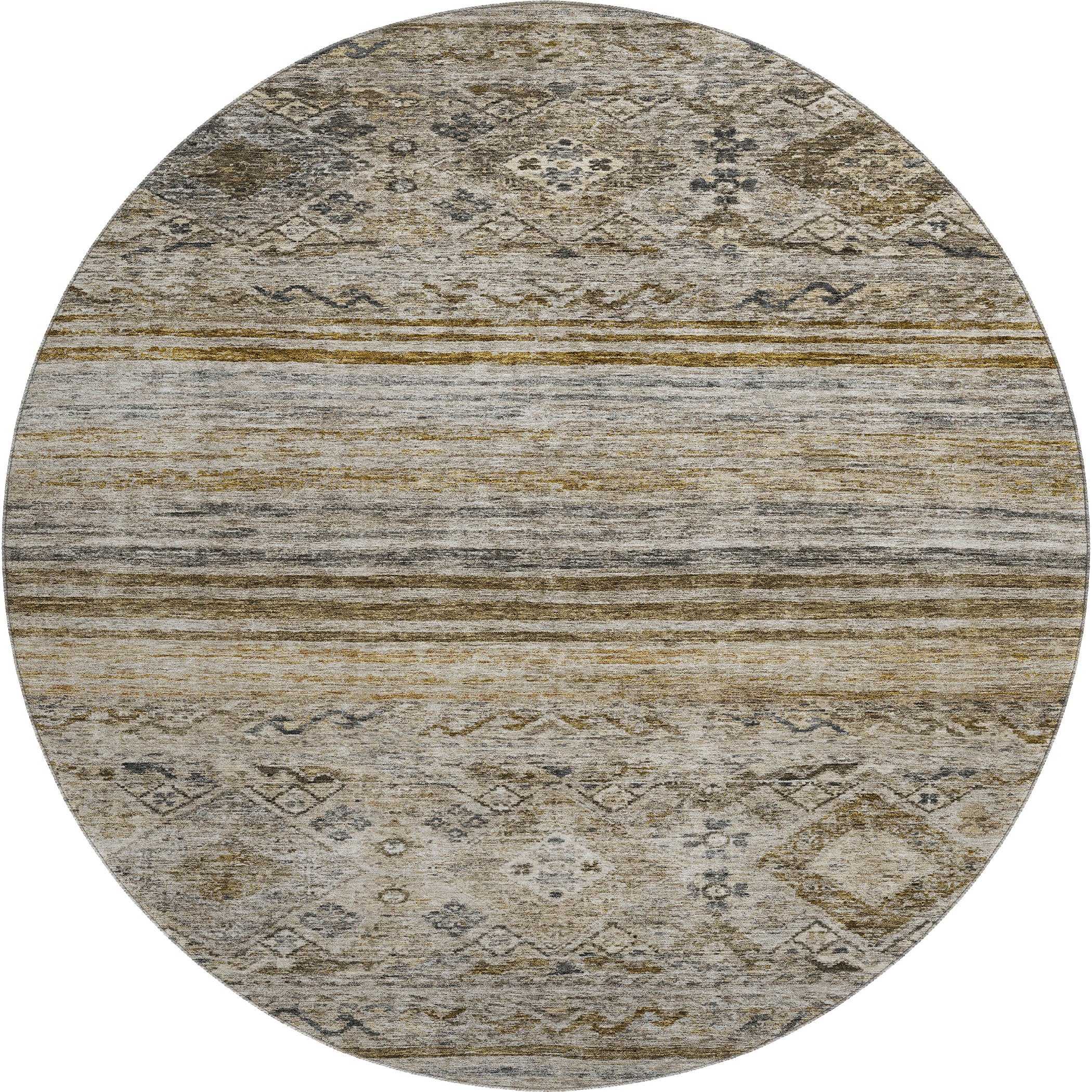 Marrakech Machine Washable Transitional Brown Rug 8' x 8' #shape_Round