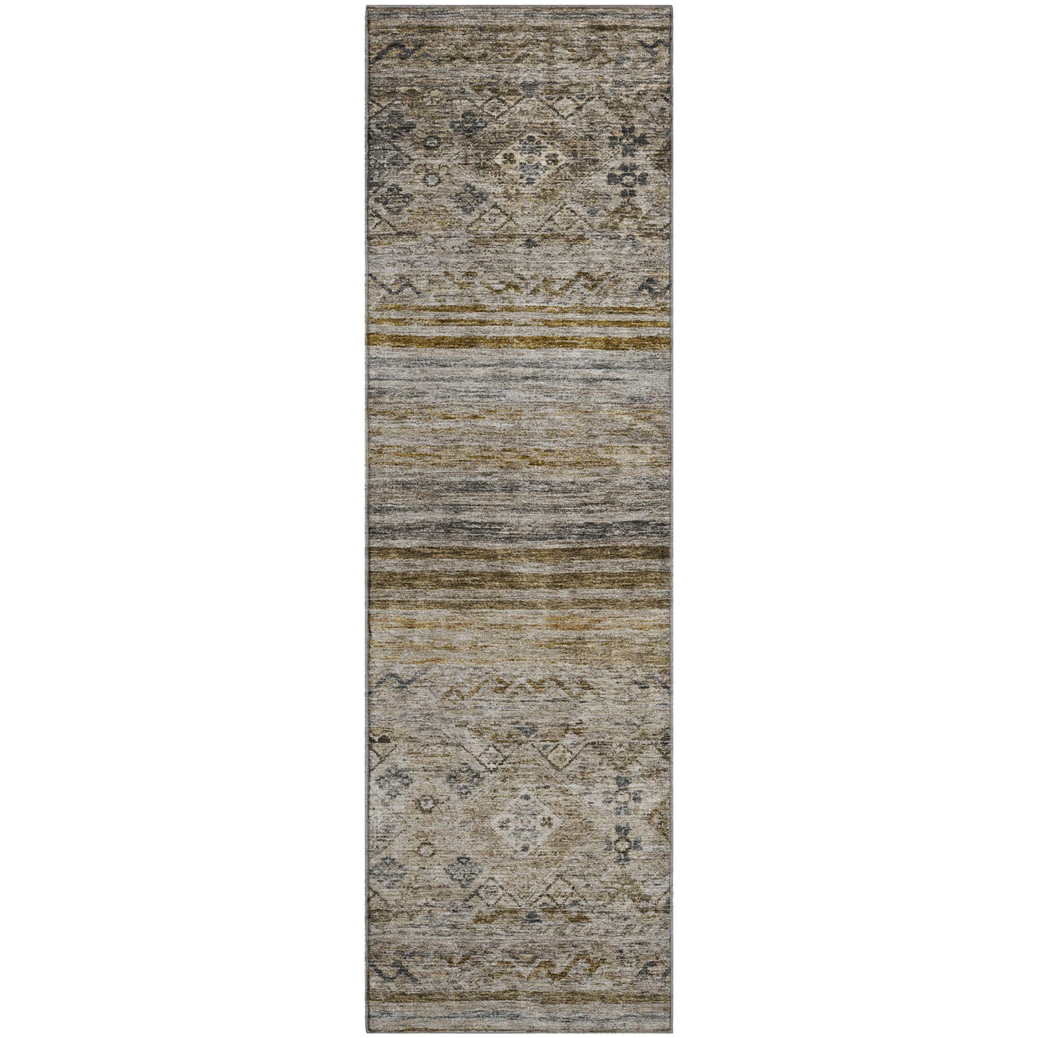Marrakech Machine Washable Transitional Brown Rug 2'3" x 7'6" #shape_Runner