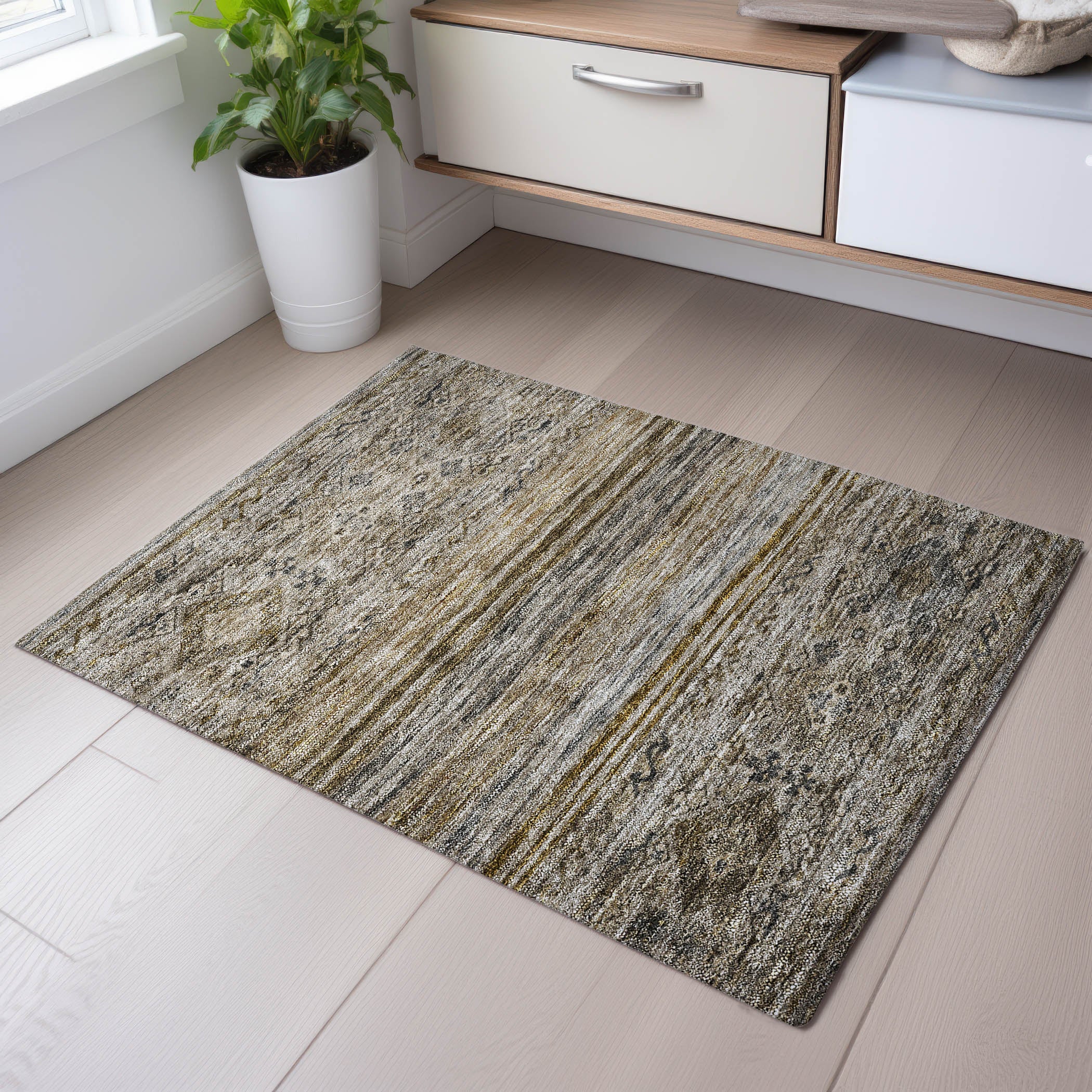 Marrakech Machine Washable Transitional Brown Rug 1'8" x 2'6" #shape_Rectangle
