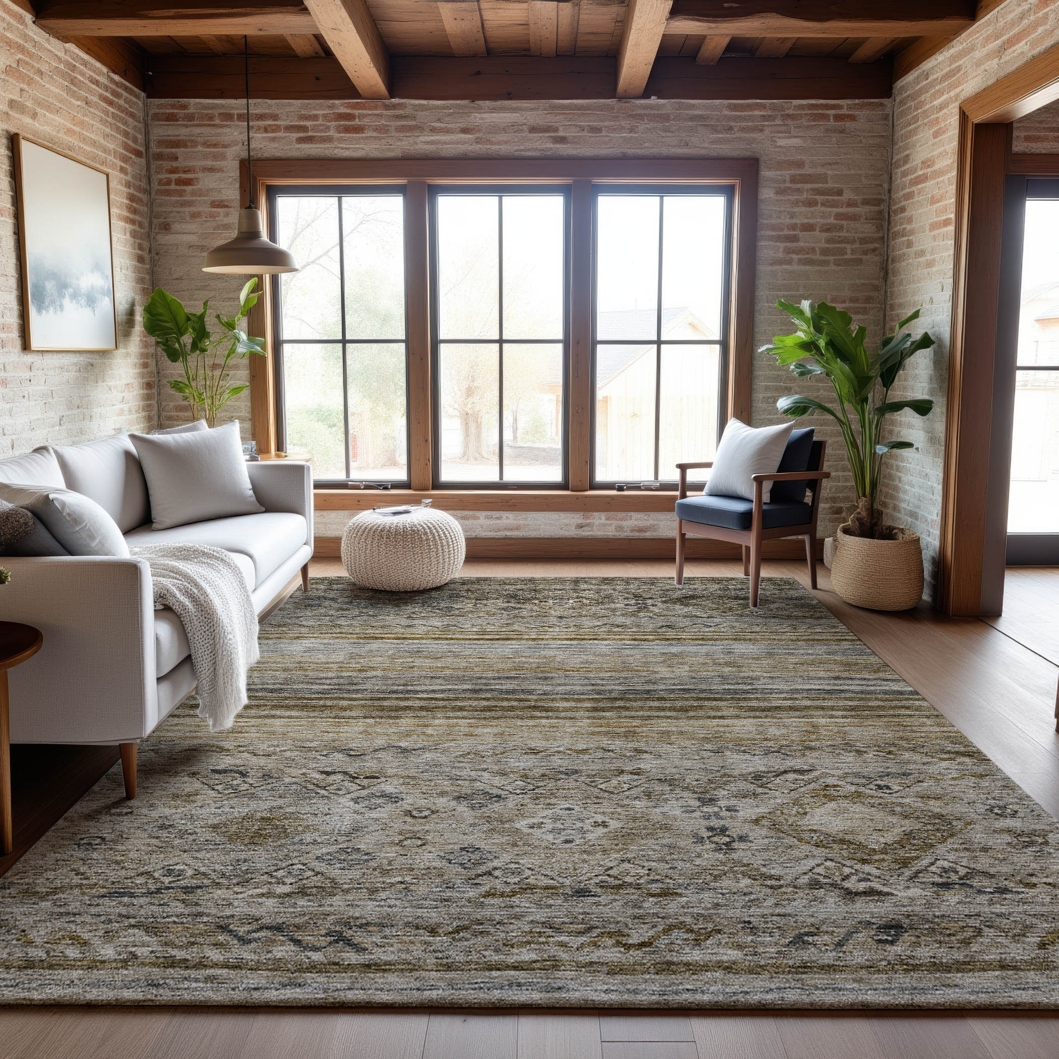 Marrakech Machine Washable Transitional Brown Rug 2'6" x 3'10" #shape_Rectangle