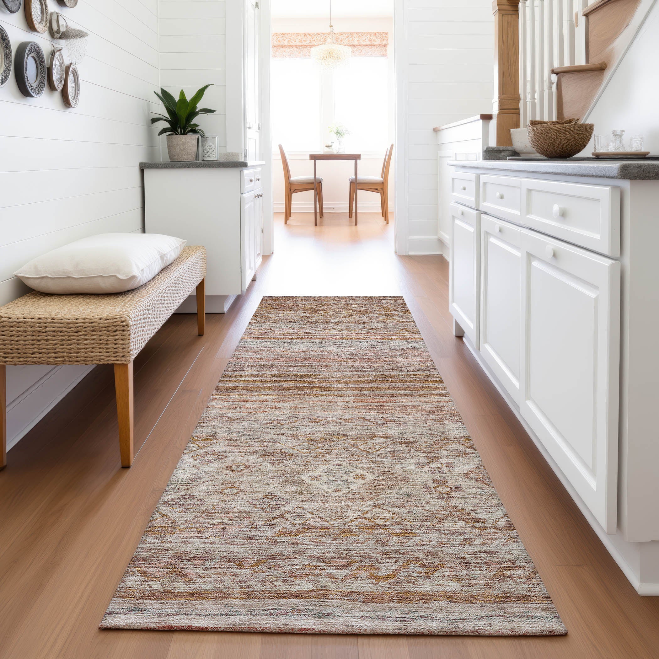 Marrakech Machine Washable Transitional Copper Orange Rug 2'3" x 7'6" #shape_Runner