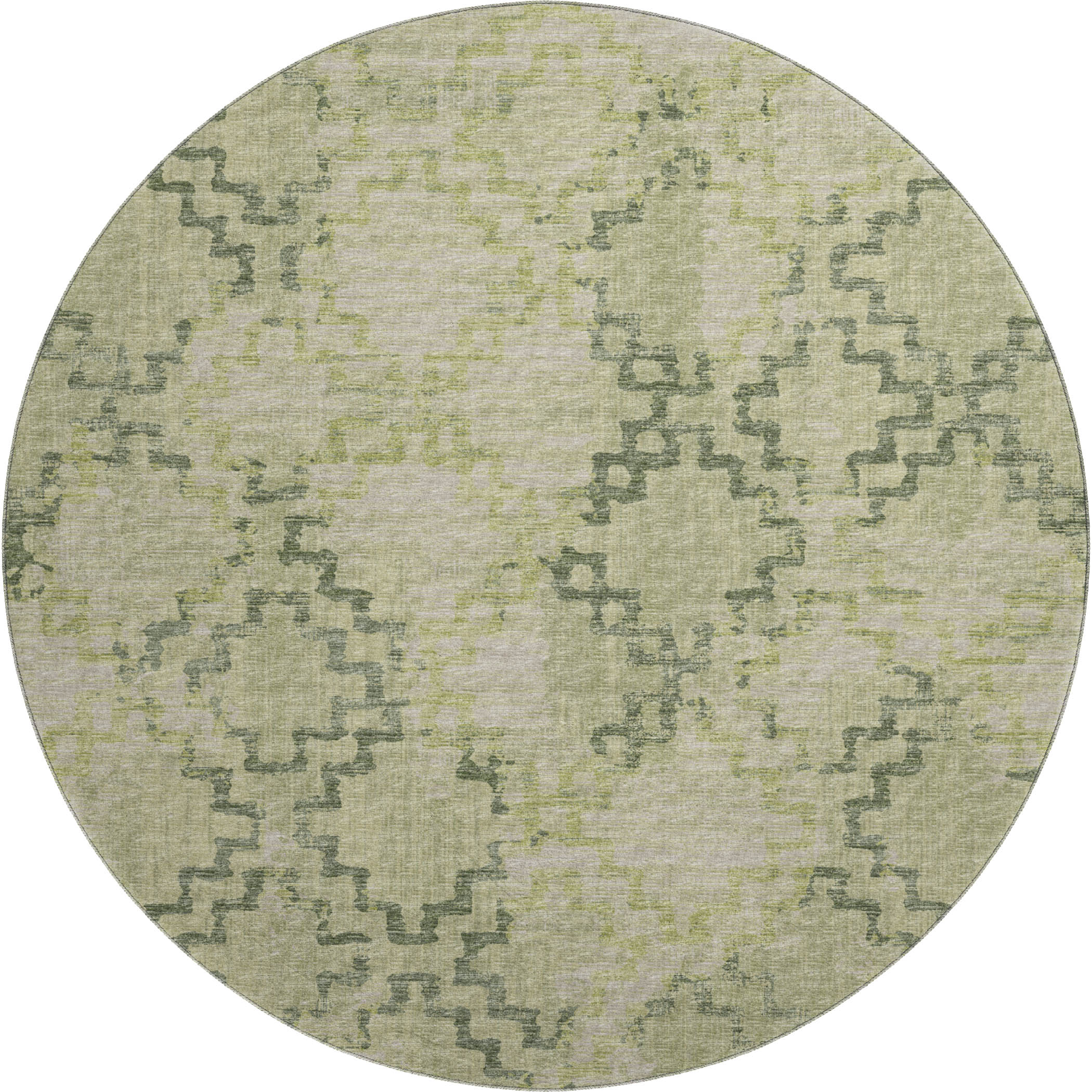 Hoi An Machine Washable Transitional Green Rug 8' x 8' #shape_Round