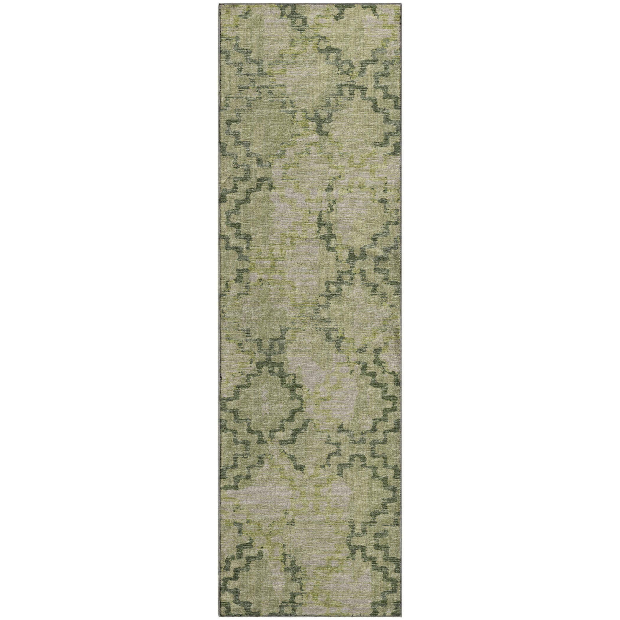 Hoi An Machine Washable Transitional Green Rug 2'3" x 7'6" #shape_Runner
