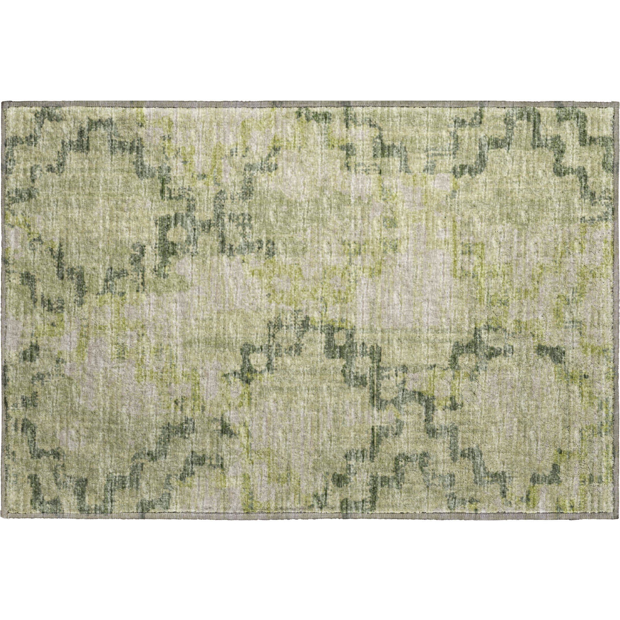 Hoi An Machine Washable Transitional Green Rug 1'8" x 2'6" #shape_Rectangle