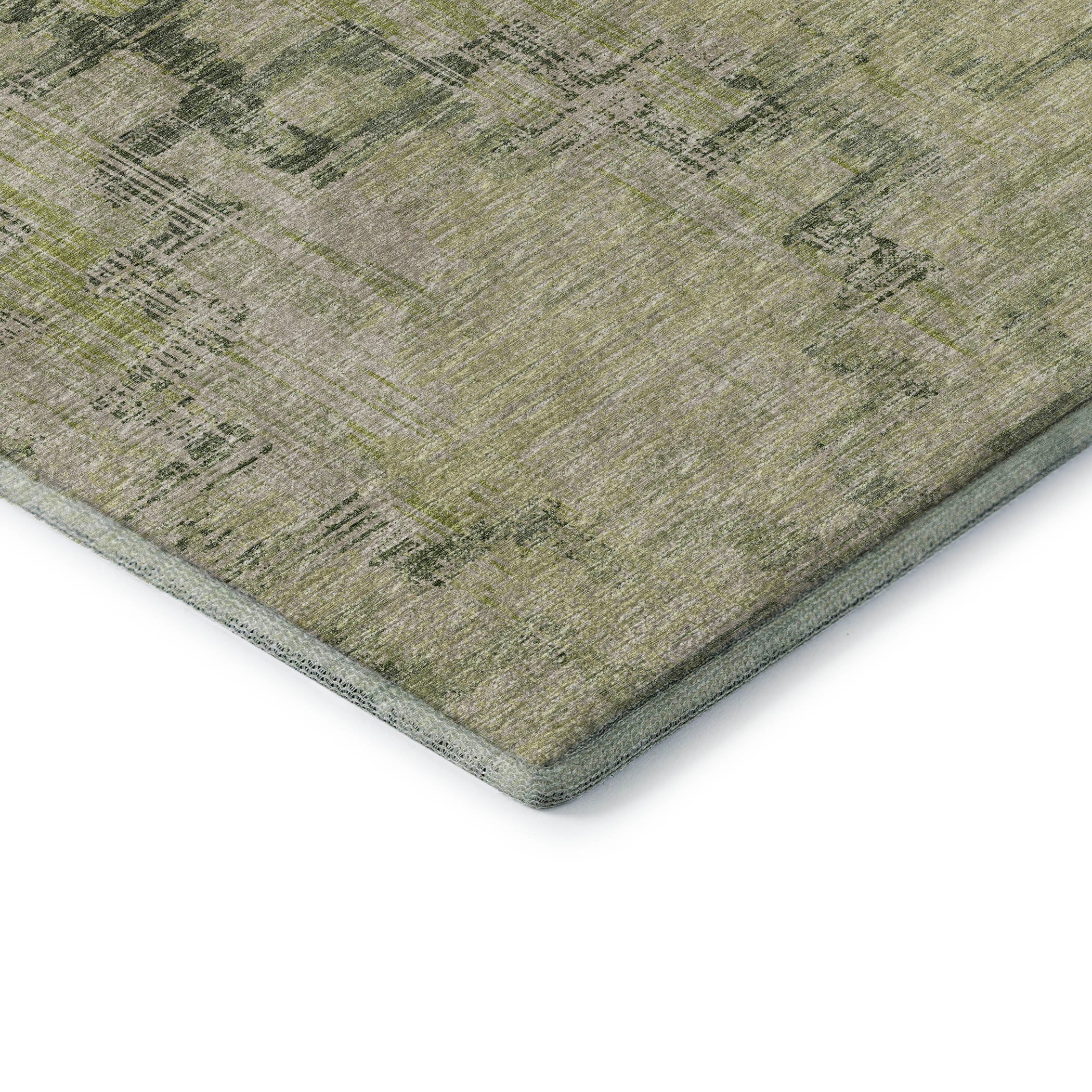 Hoi An Machine Washable Transitional Green Rug 1'8" x 2'6" #shape_Rectangle