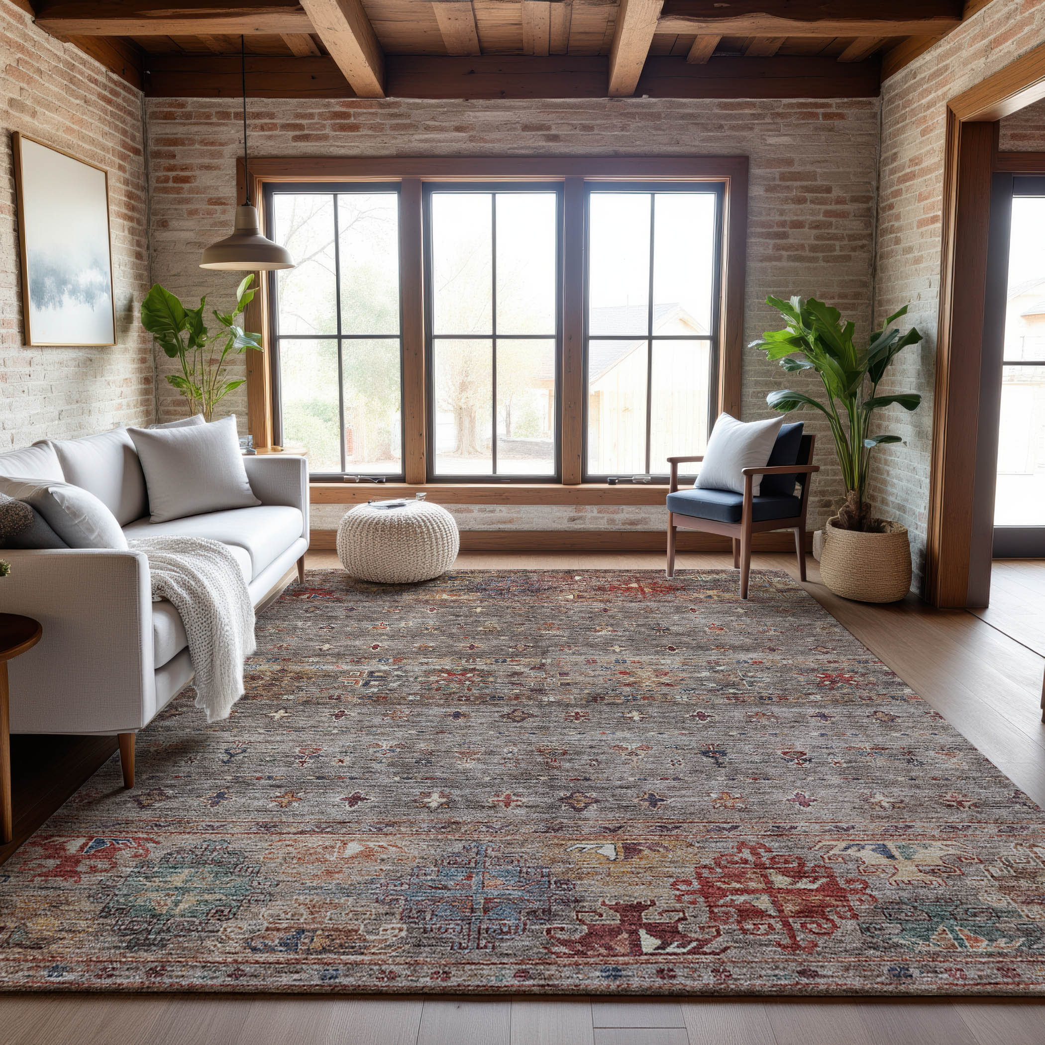 Seoul Machine Washable Transitional Gray Rug 2'6" x 3'10" #shape_Rectangle