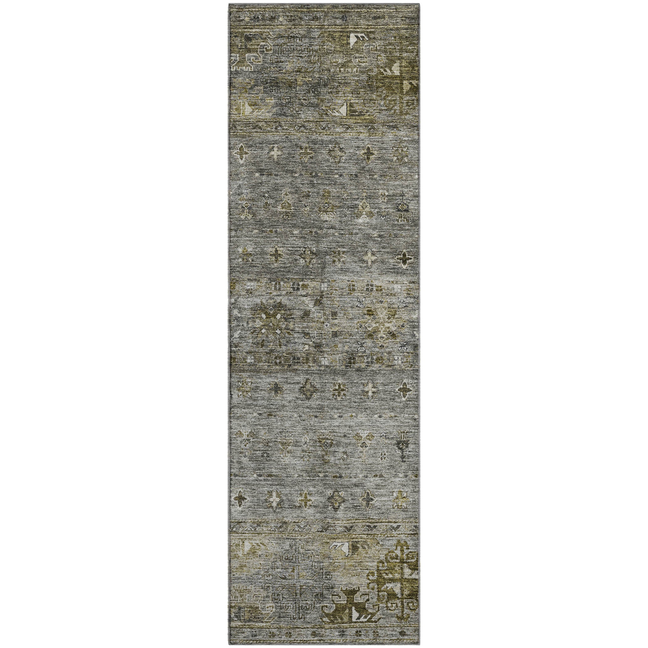 Seoul Machine Washable Transitional Pewter Gray Rug 2'3" x 7'6" #shape_Runner