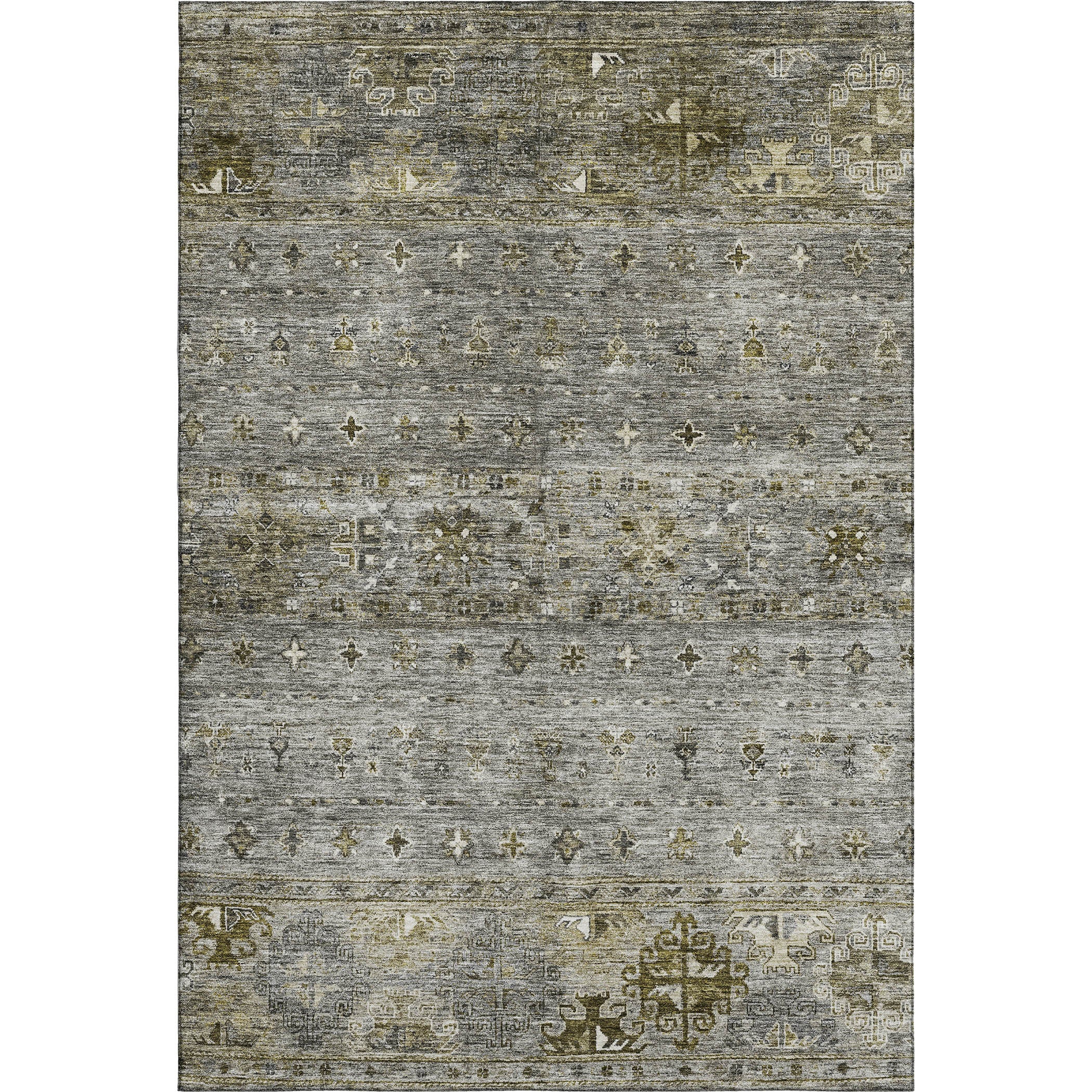 Seoul Machine Washable Transitional Pewter Gray Rug 2'6" x 3'10" #shape_Rectangle