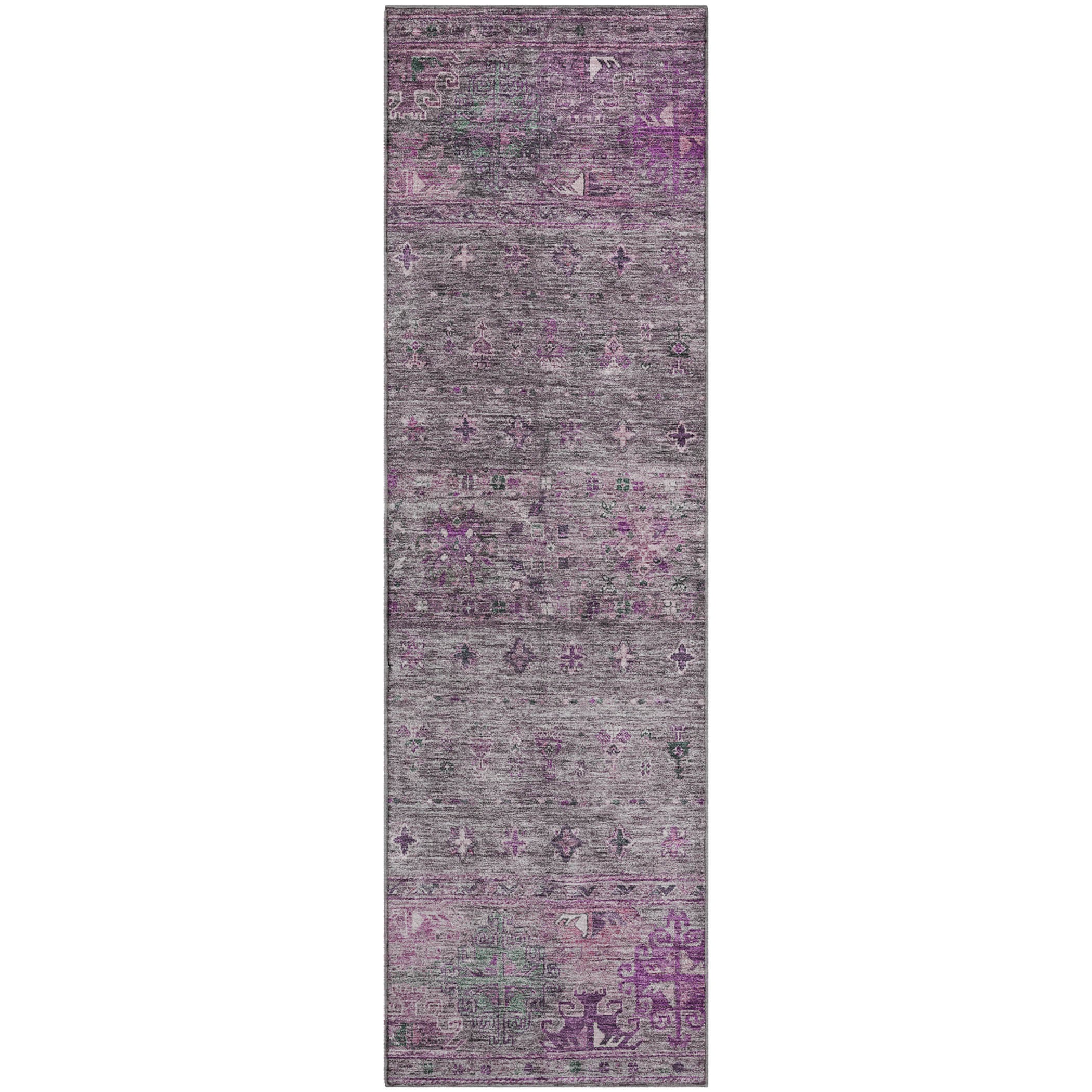 Seoul Machine Washable Transitional Purple Rug 2'3" x 7'6" #shape_Runner