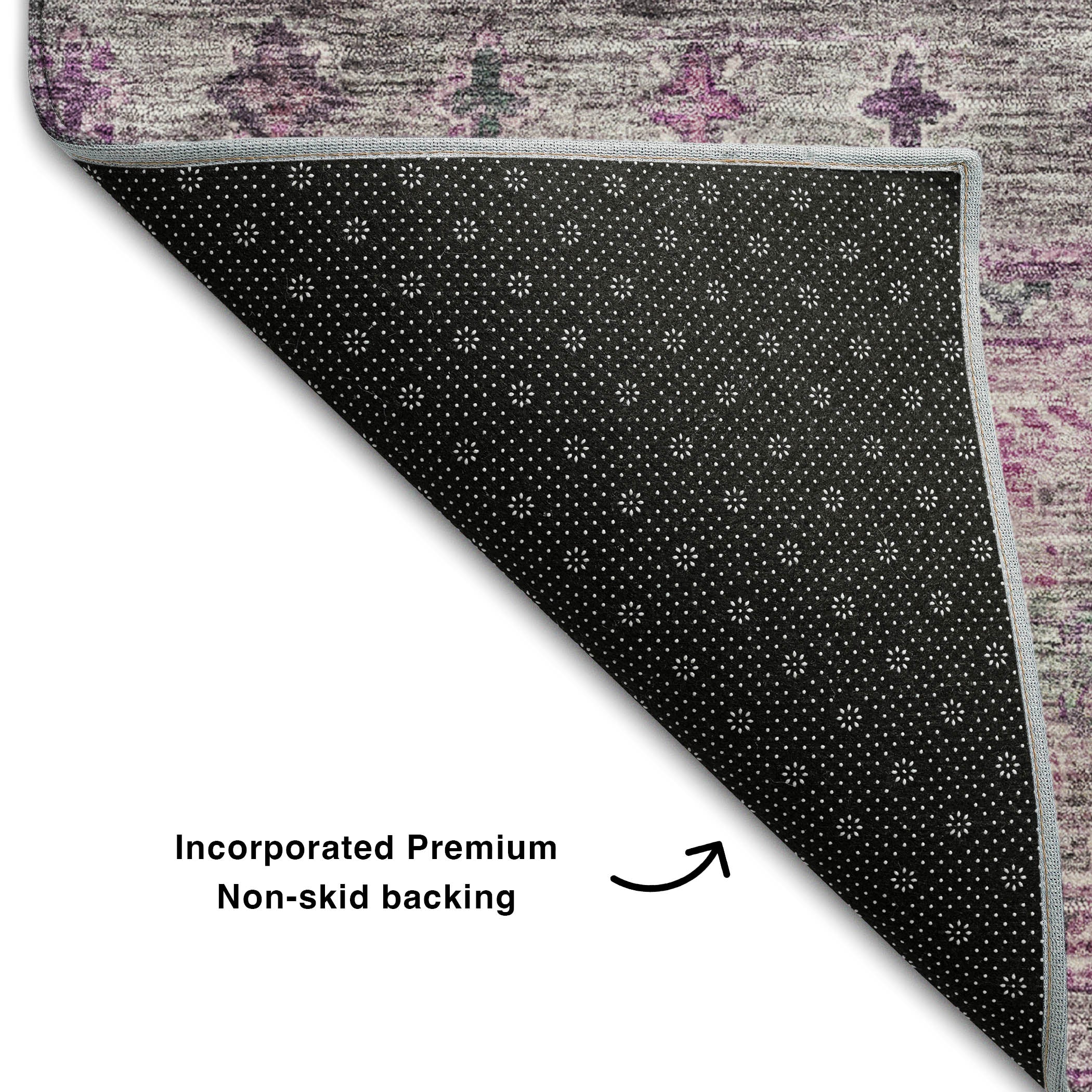 Seoul Machine Washable Transitional Purple Rug 1'8" x 2'6" #shape_Rectangle