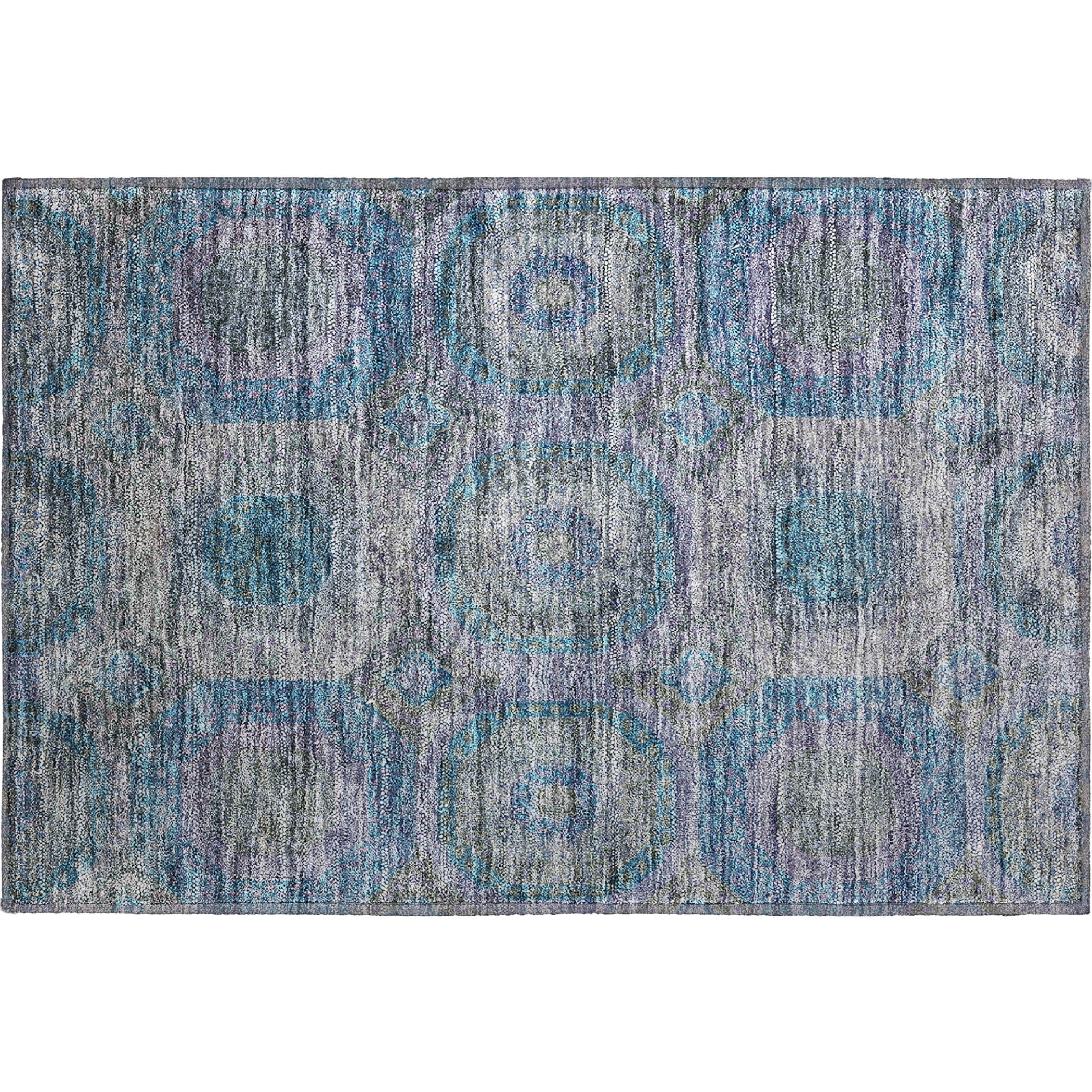 Siena Machine Washable Transitional Blue Rug 1'8" x 2'6" #shape_Rectangle