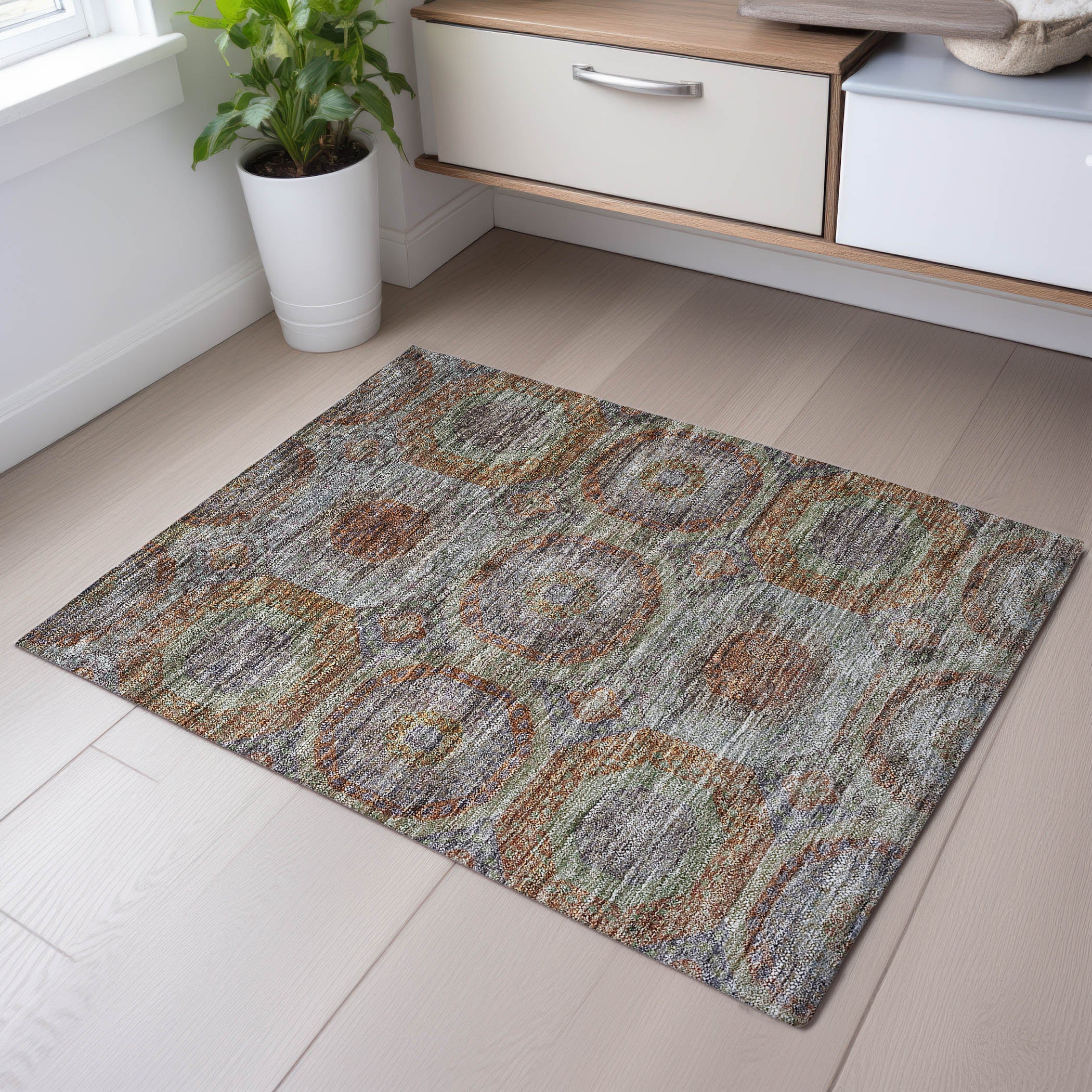 Siena Machine Washable Transitional Paprika Orange Rug 1'8" x 2'6" #shape_Rectangle