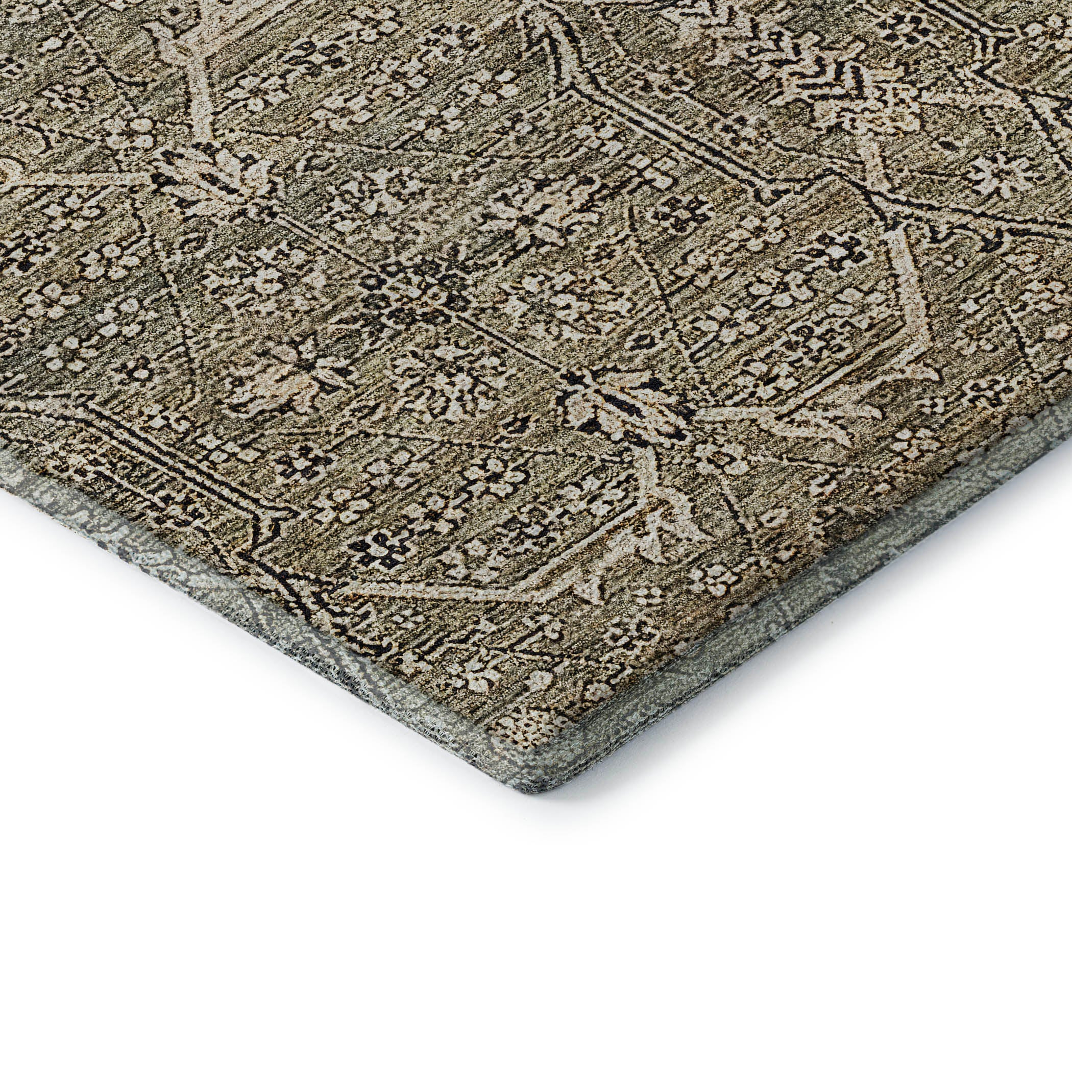 Reykjavik Machine Washable Traditional Khaki Brown Rug 1'8" x 2'6" #shape_Rectangle