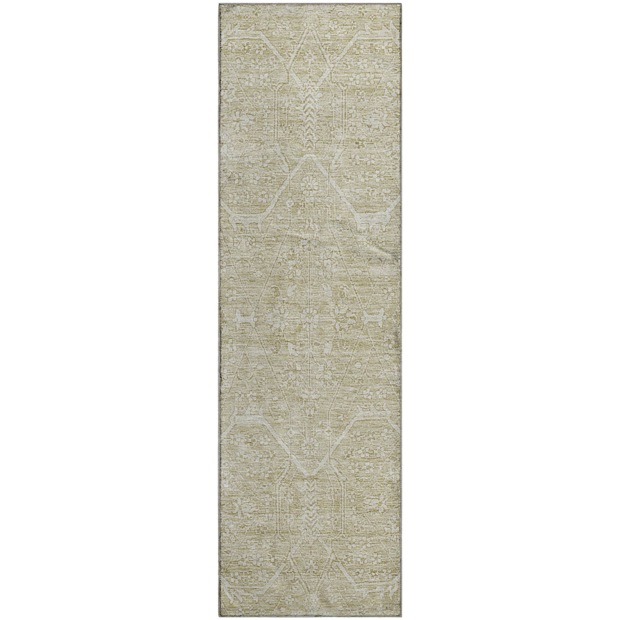 Kotor Machine Washable Traditional Beige Brown Rug 2'3" x 7'6" #shape_Runner