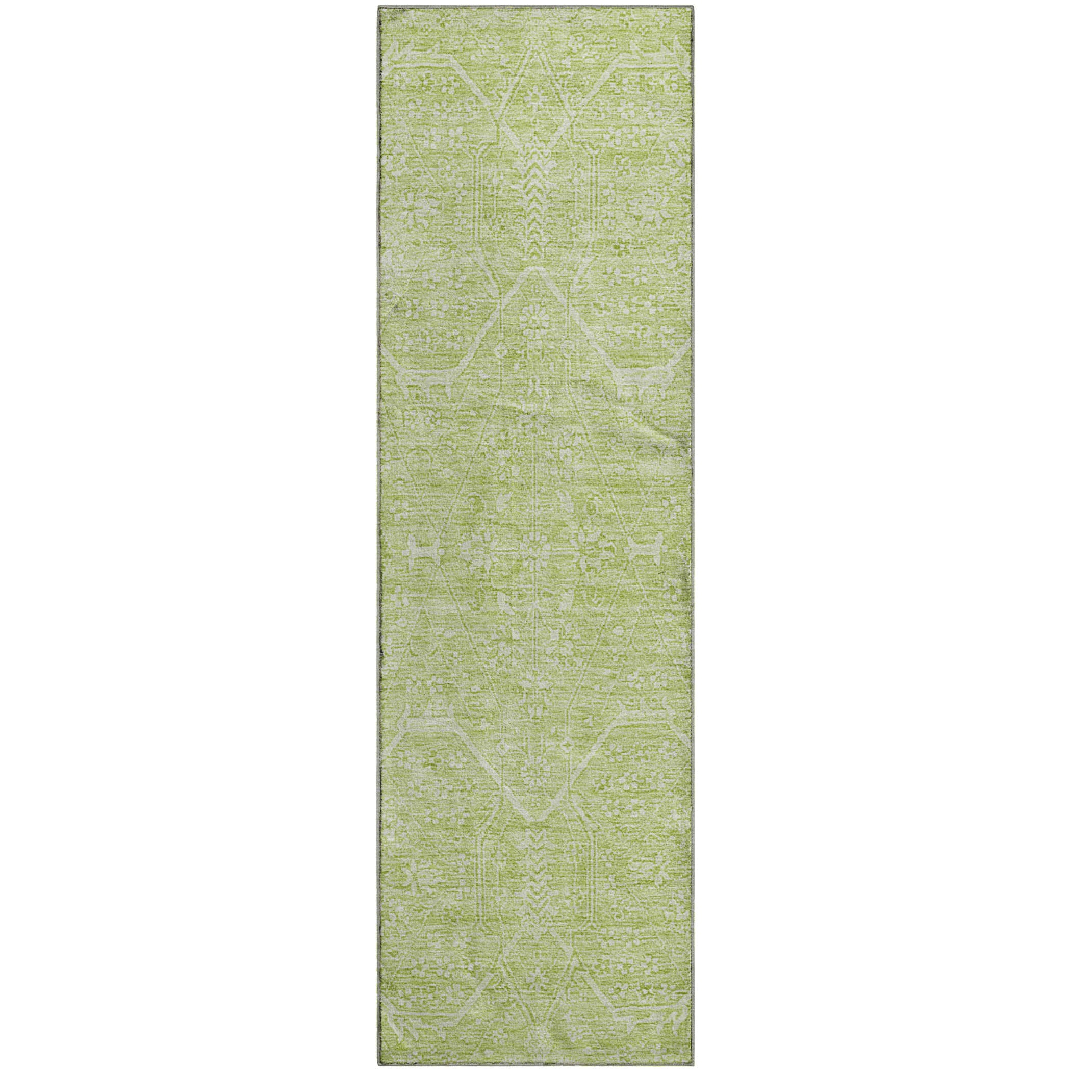 Kotor Machine Washable Traditional Mint Green Rug 2'3" x 7'6" #shape_Runner