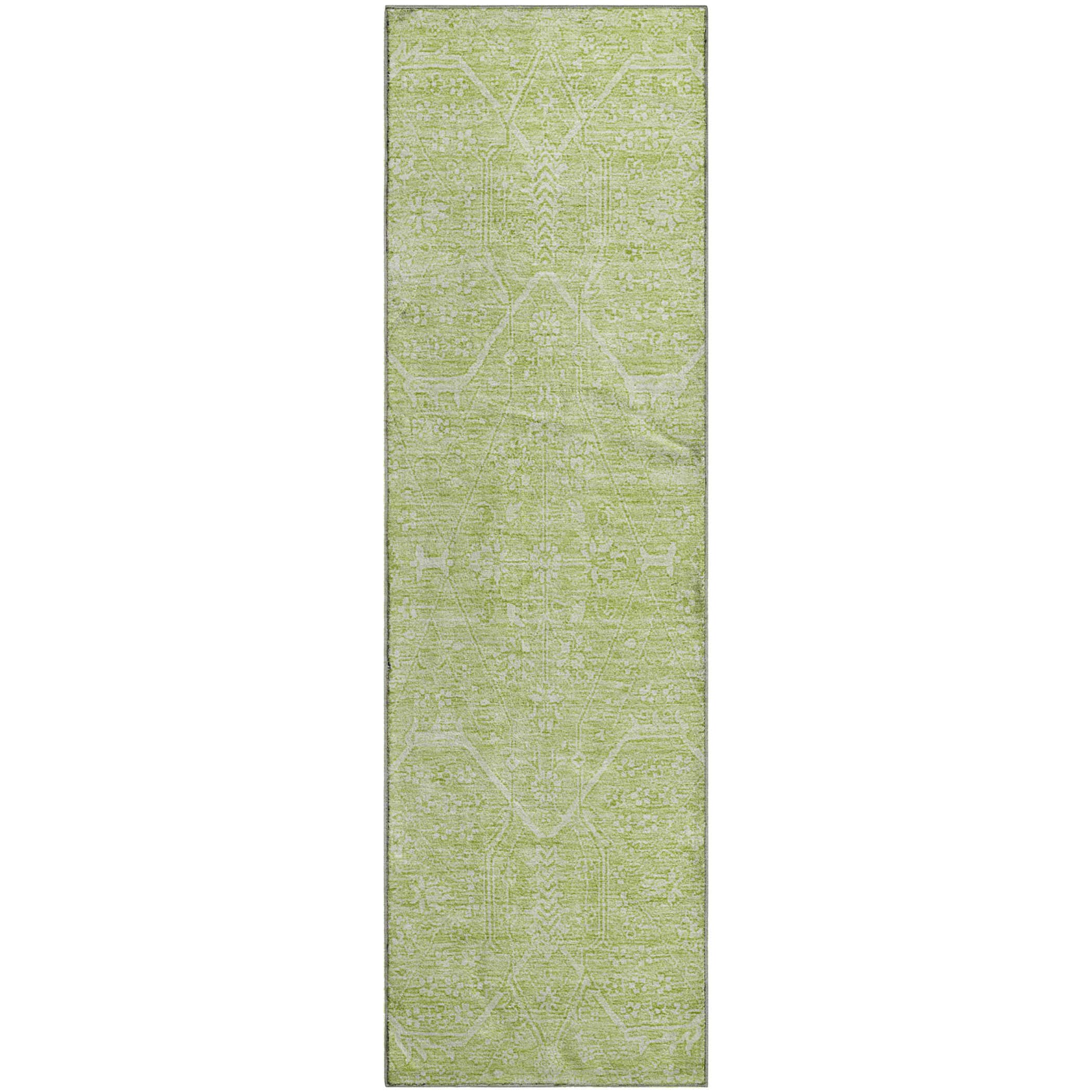 Kotor Machine Washable Traditional Mint Green Rug 2'3" x 7'6" #shape_Runner