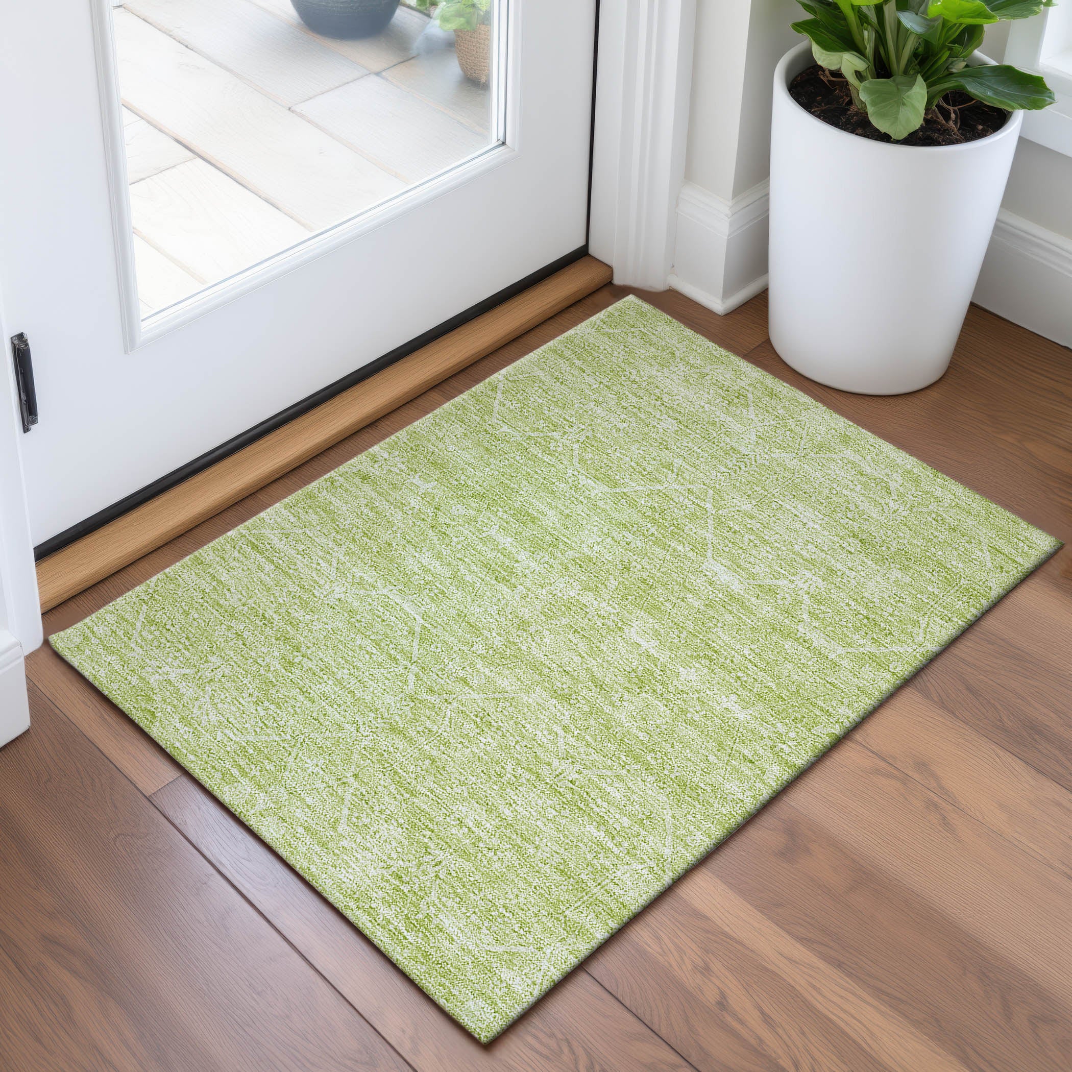 Kotor Machine Washable Traditional Mint Green Rug 1'8" x 2'6" #shape_Rectangle