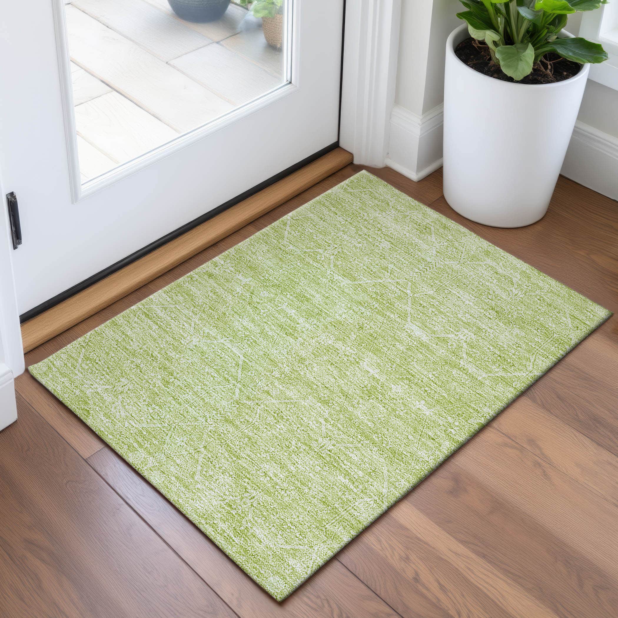 Kotor Machine Washable Traditional Mint Green Rug 1'8" x 2'6" #shape_Rectangle