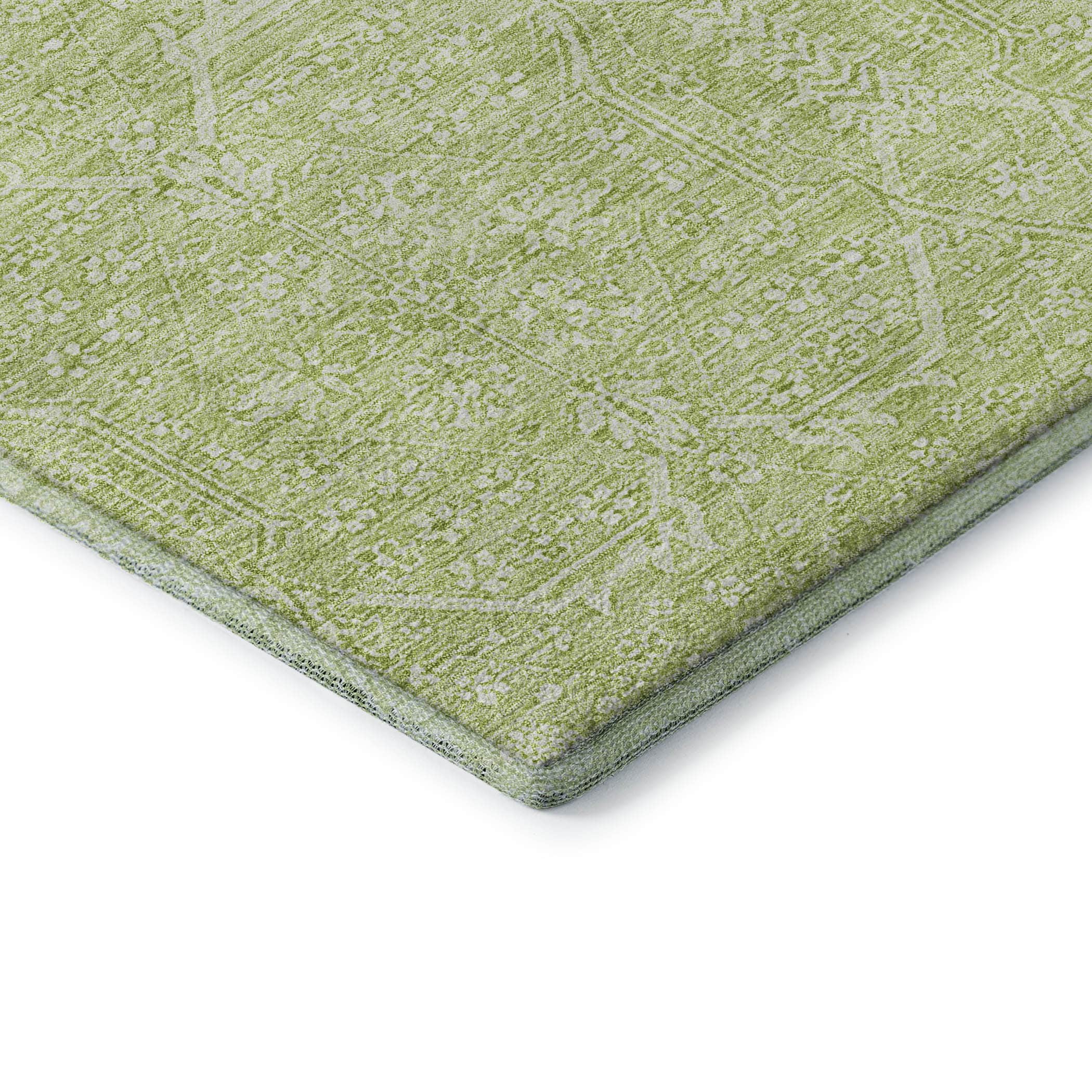 Kotor Machine Washable Traditional Mint Green Rug 1'8" x 2'6" #shape_Rectangle