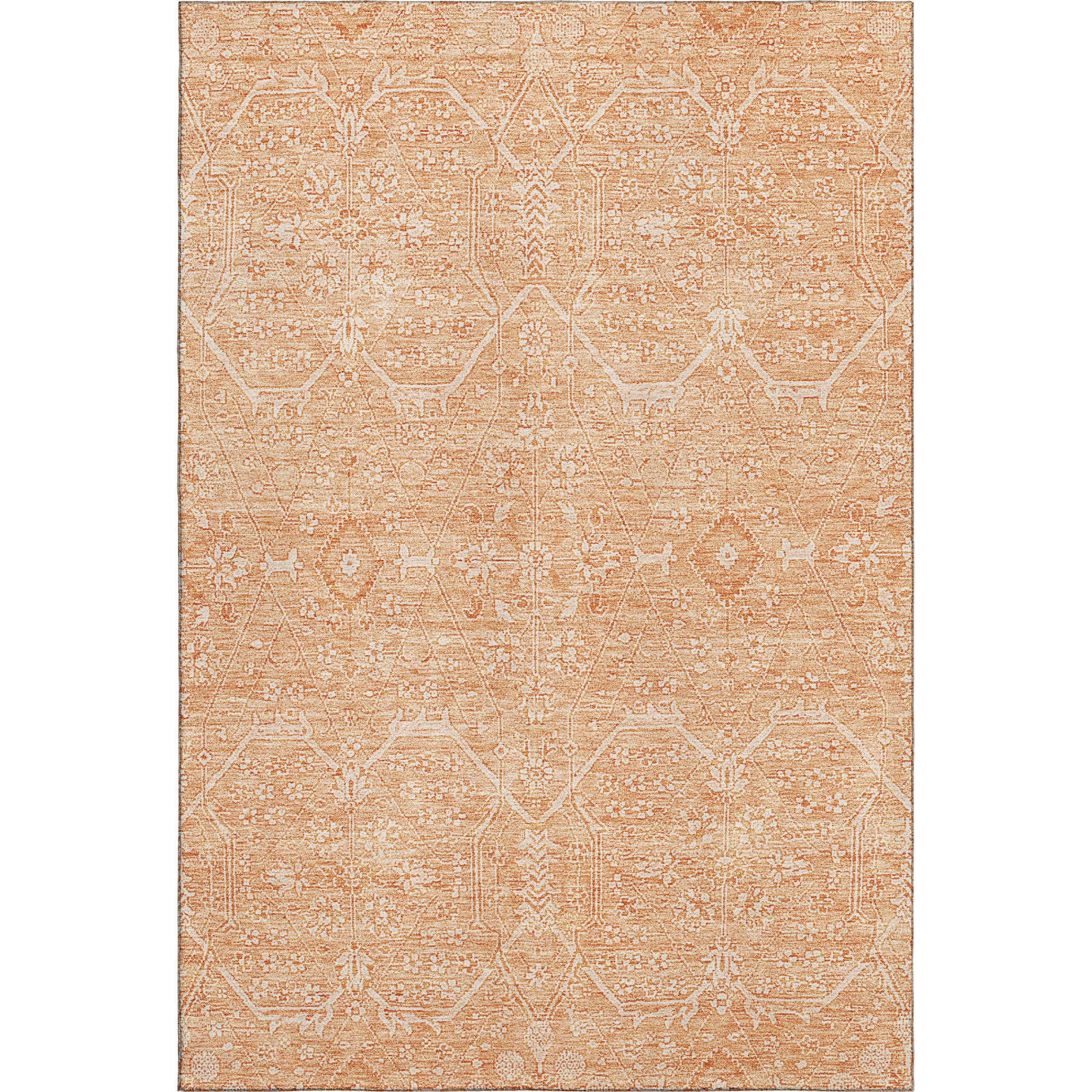Kotor Machine Washable Traditional Salmon Orange Rug 2'6" x 3'10" #shape_Rectangle
