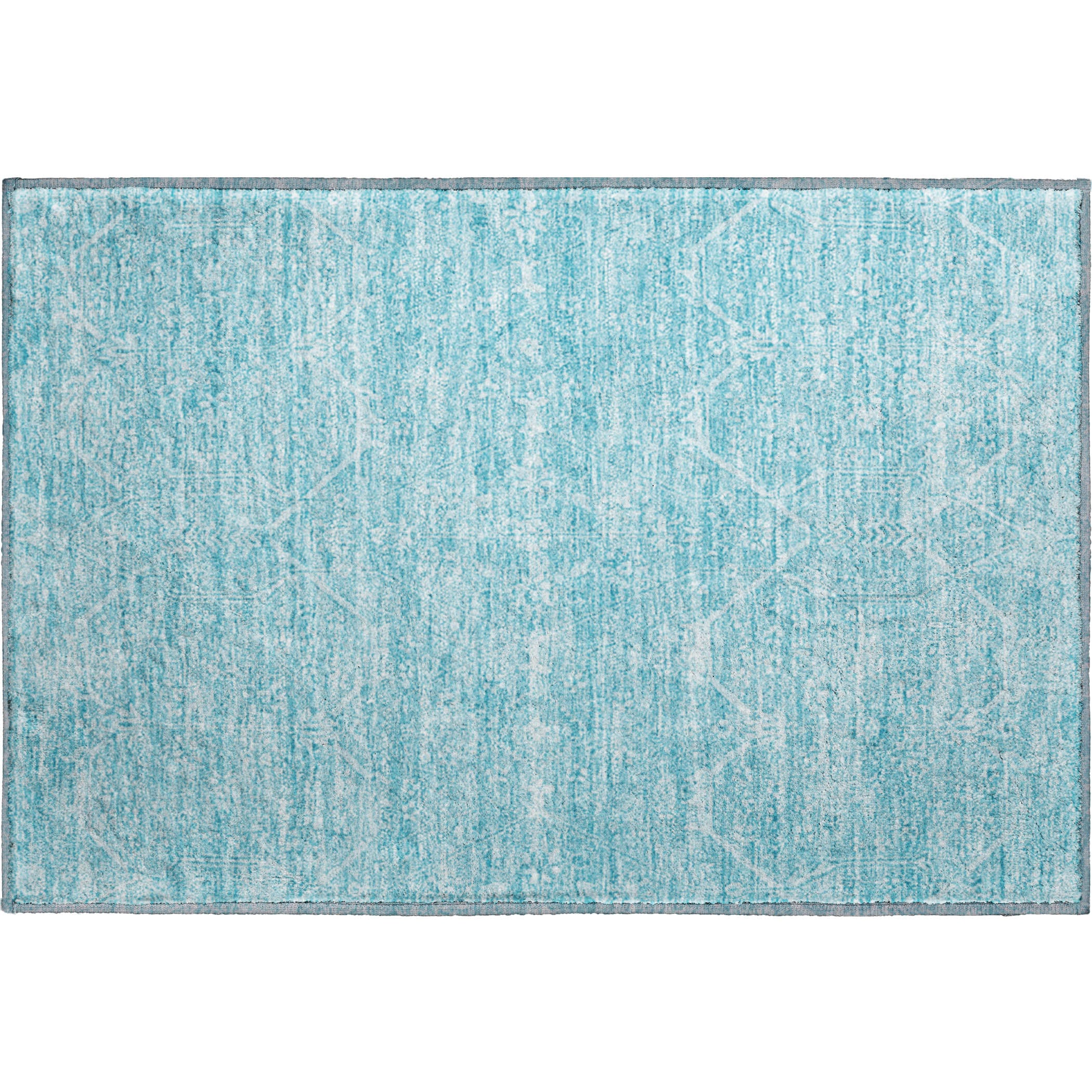 Kotor Machine Washable Traditional Sky Blue Rug 1'8" x 2'6" #shape_Rectangle