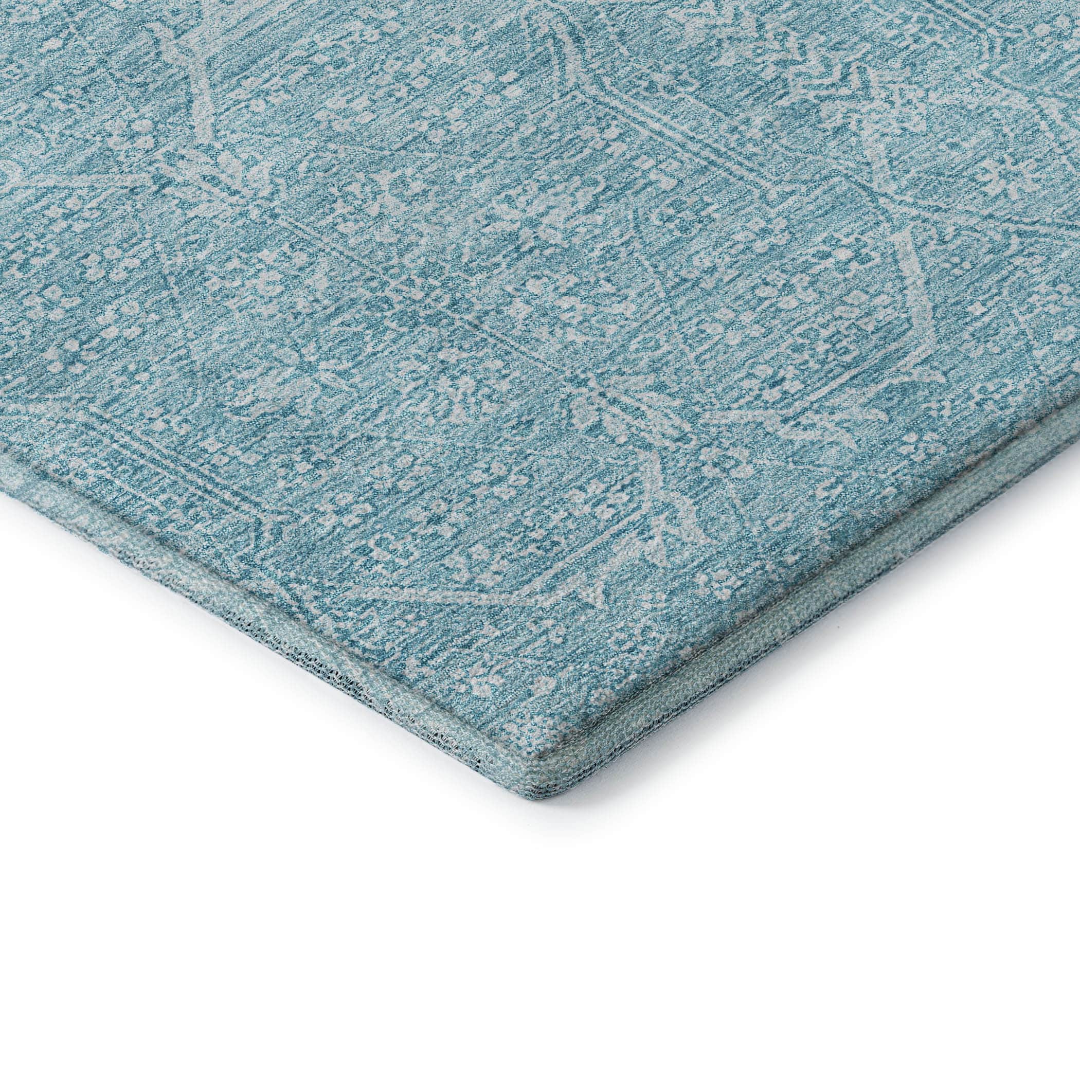 Kotor Machine Washable Traditional Sky Blue Rug 1'8" x 2'6" #shape_Rectangle