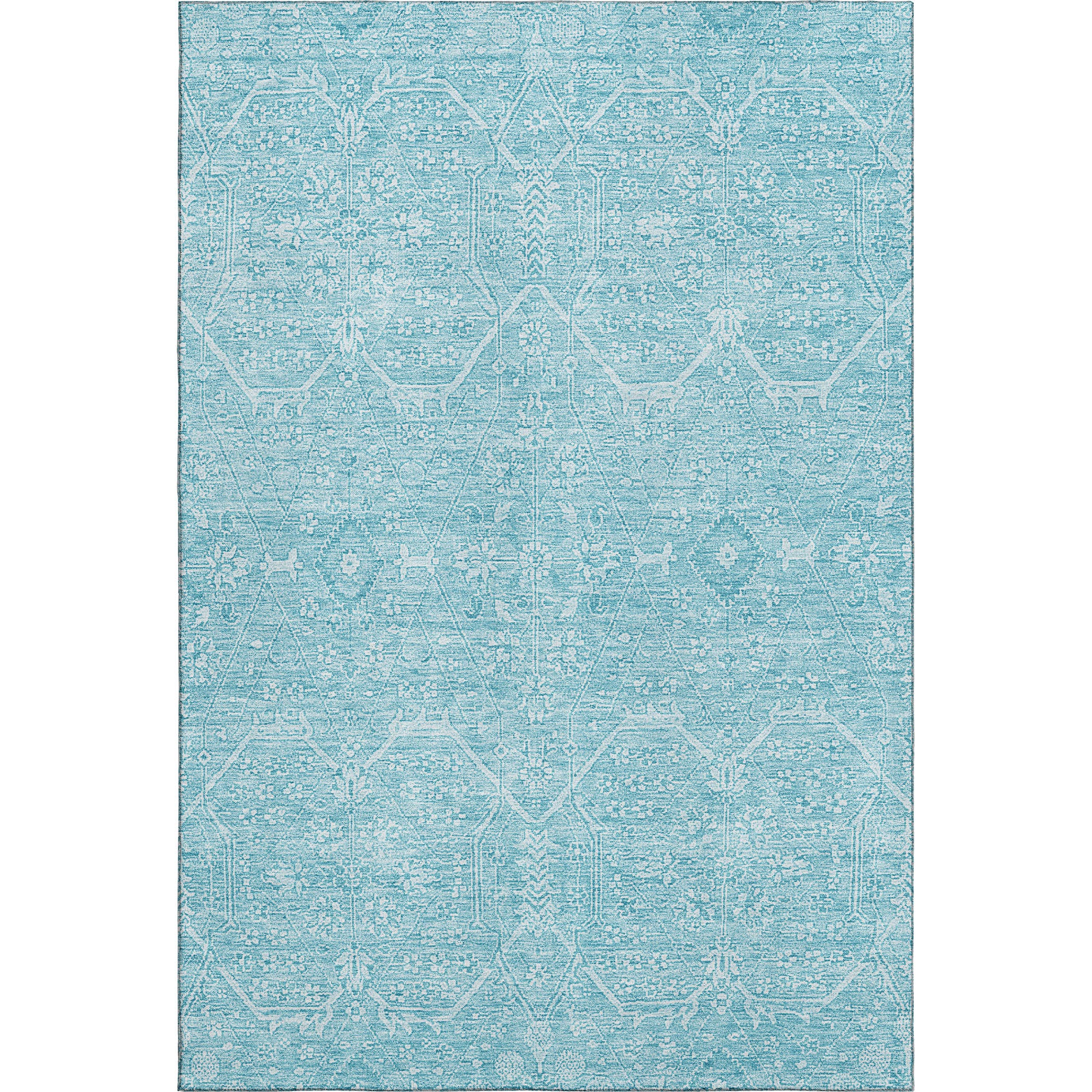 Kotor Machine Washable Traditional Sky Blue Rug 2'6" x 3'10" #shape_Rectangle