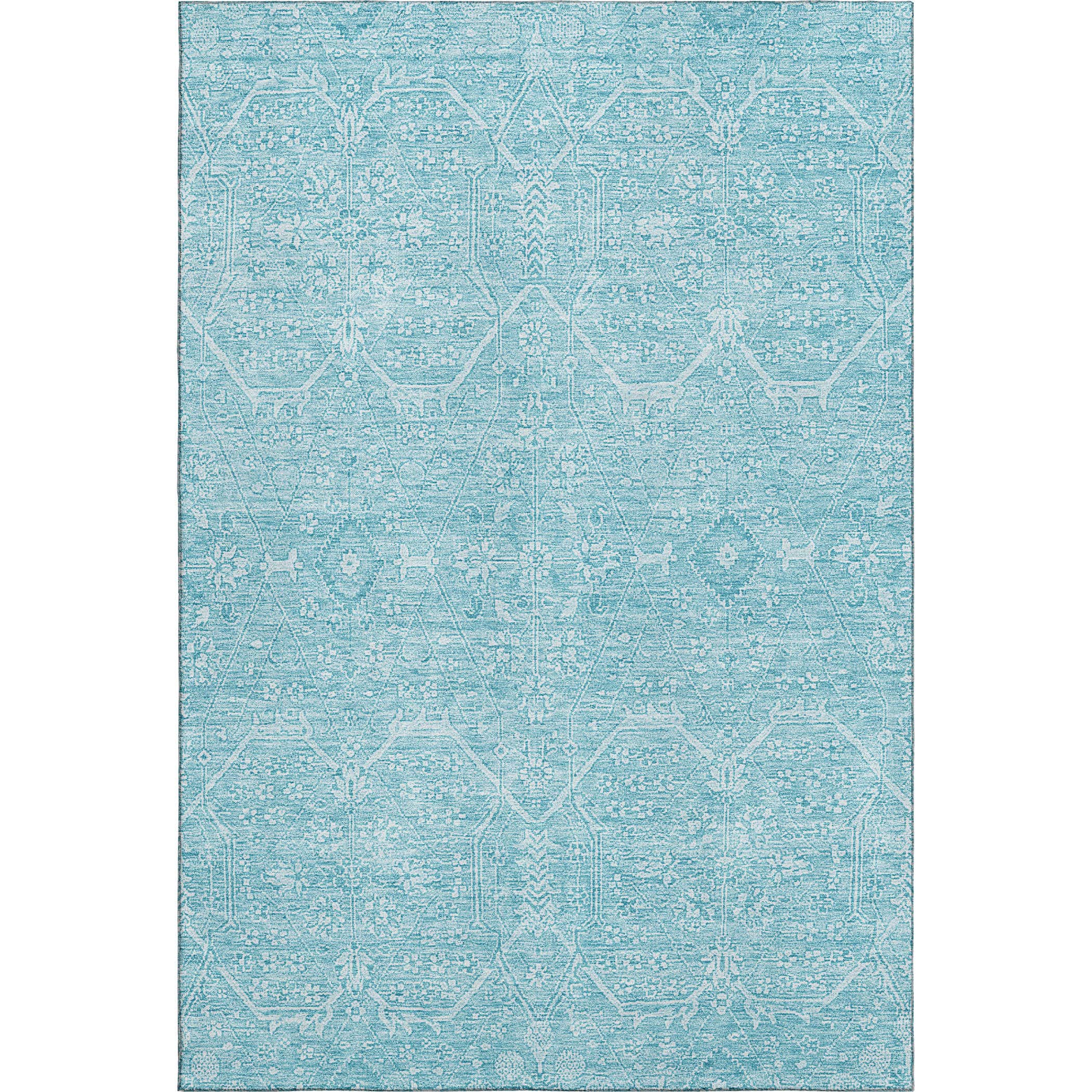 Kotor Machine Washable Traditional Sky Blue Rug 2'6" x 3'10" #shape_Rectangle