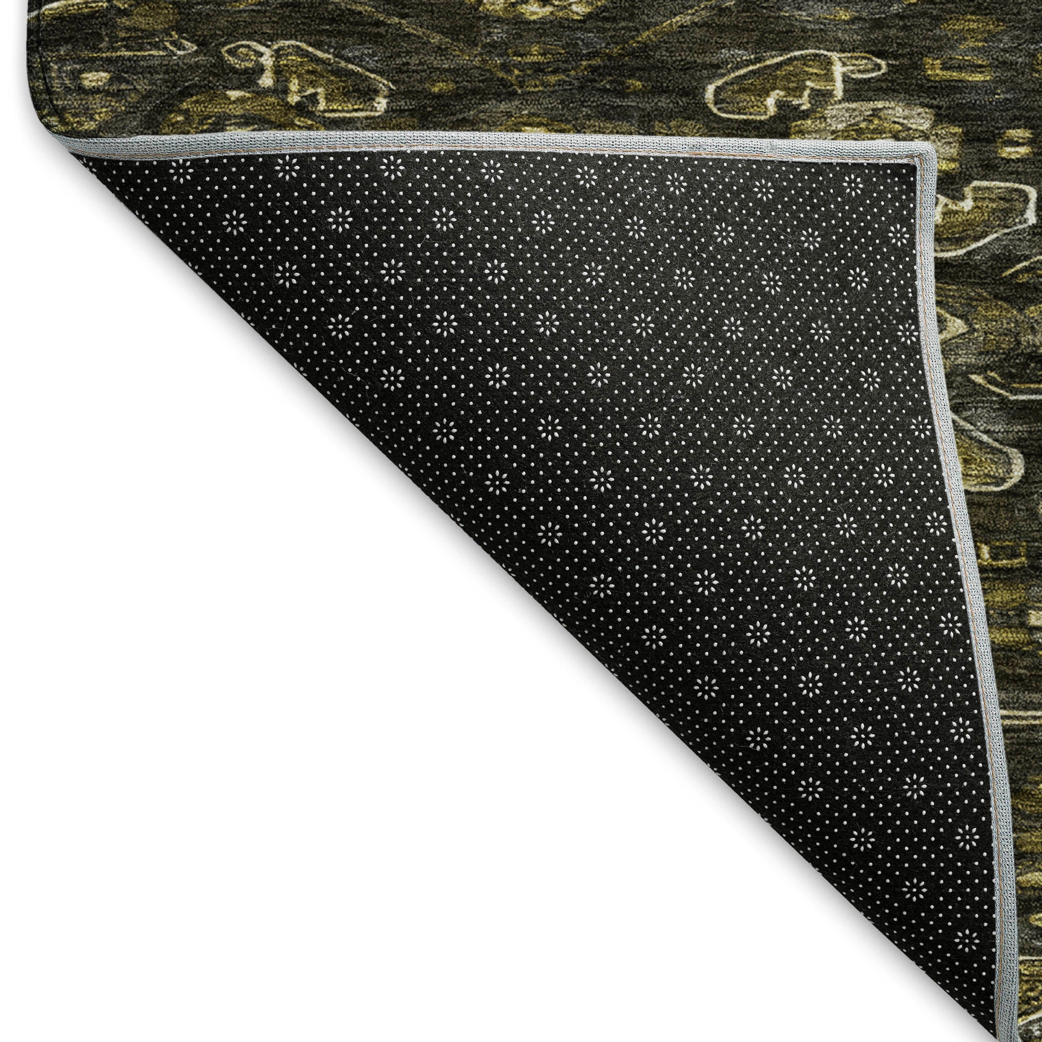 Oslo Machine Washable Traditional Charcoal Gray Rug 1'8" x 2'6" #shape_Rectangle