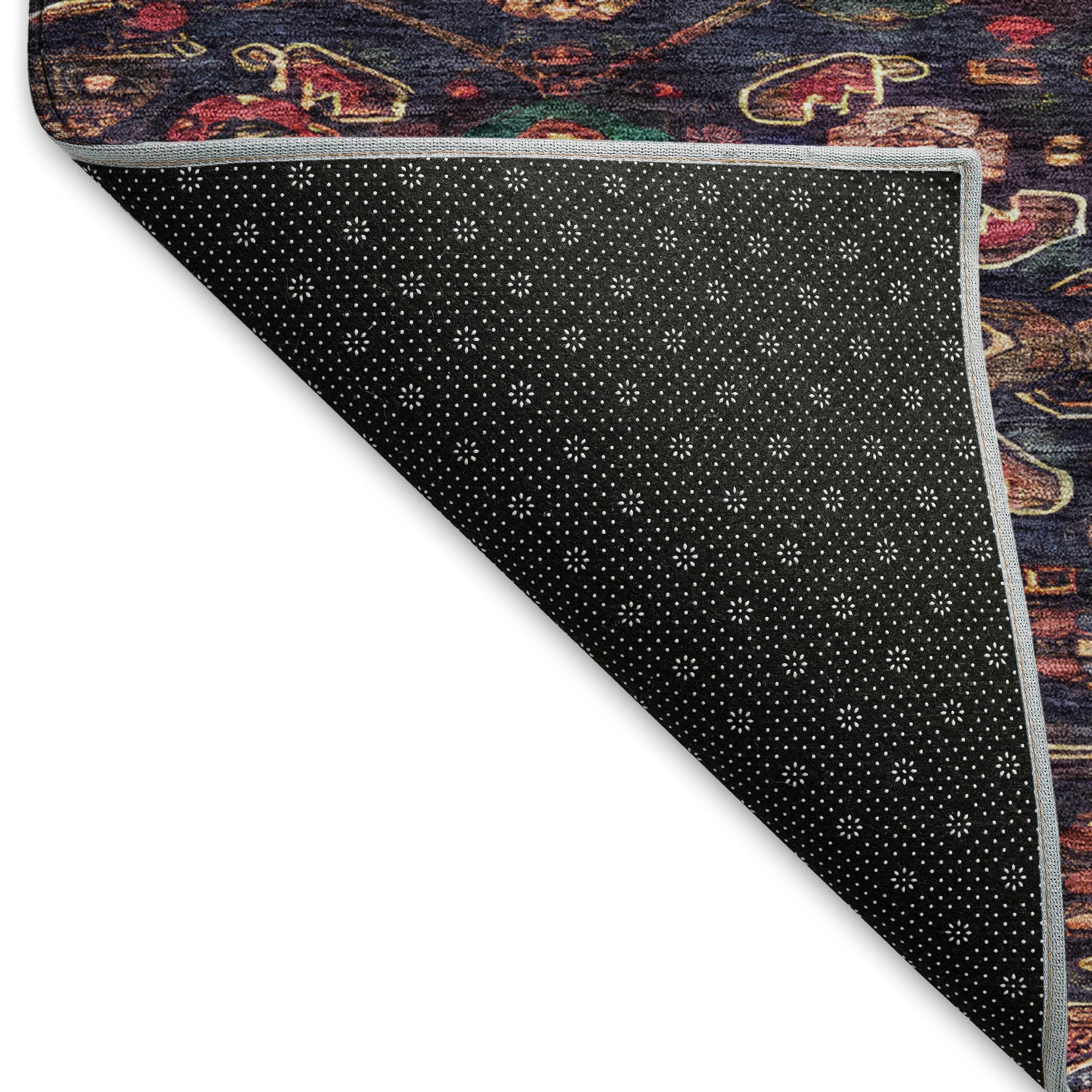 Oslo Machine Washable Traditional Navy Blue Rug 1'8" x 2'6" #shape_Rectangle