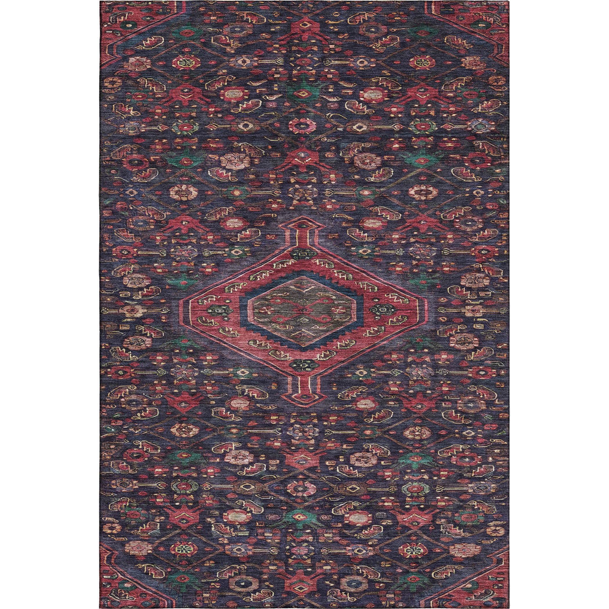 Oslo Machine Washable Traditional Navy Blue Rug 2'6" x 3'10" #shape_Rectangle