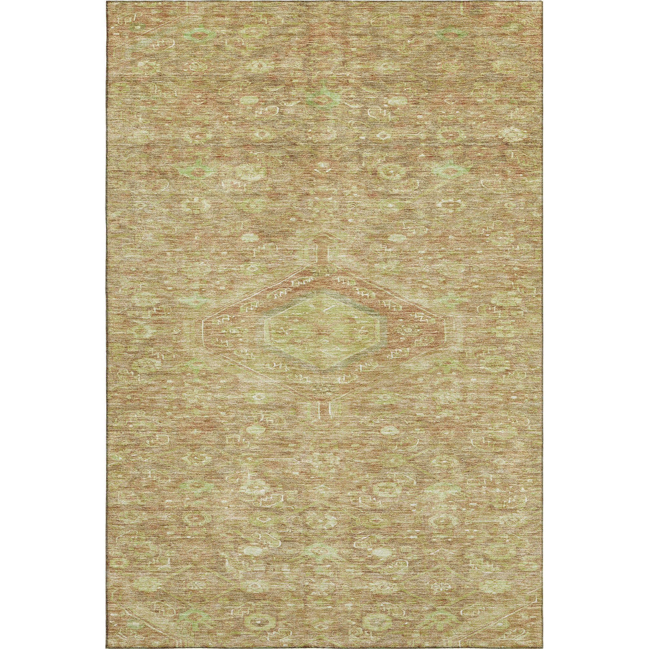 Oslo Machine Washable Traditional Terracotta Orange Rug 2'6" x 3'10" #shape_Rectangle