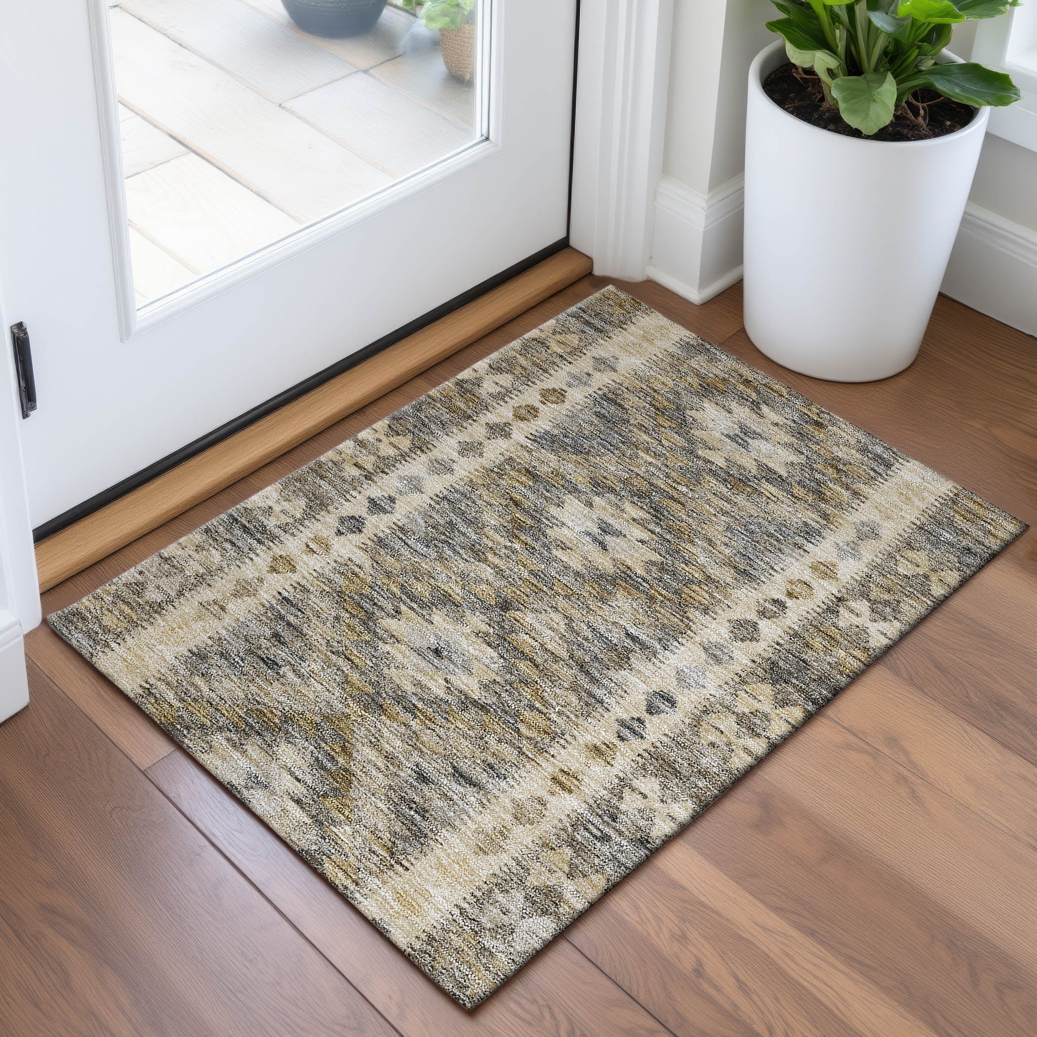 Bogota Machine Washable Transitional Beige Brown Rug 1'8" x 2'6" #shape_Rectangle