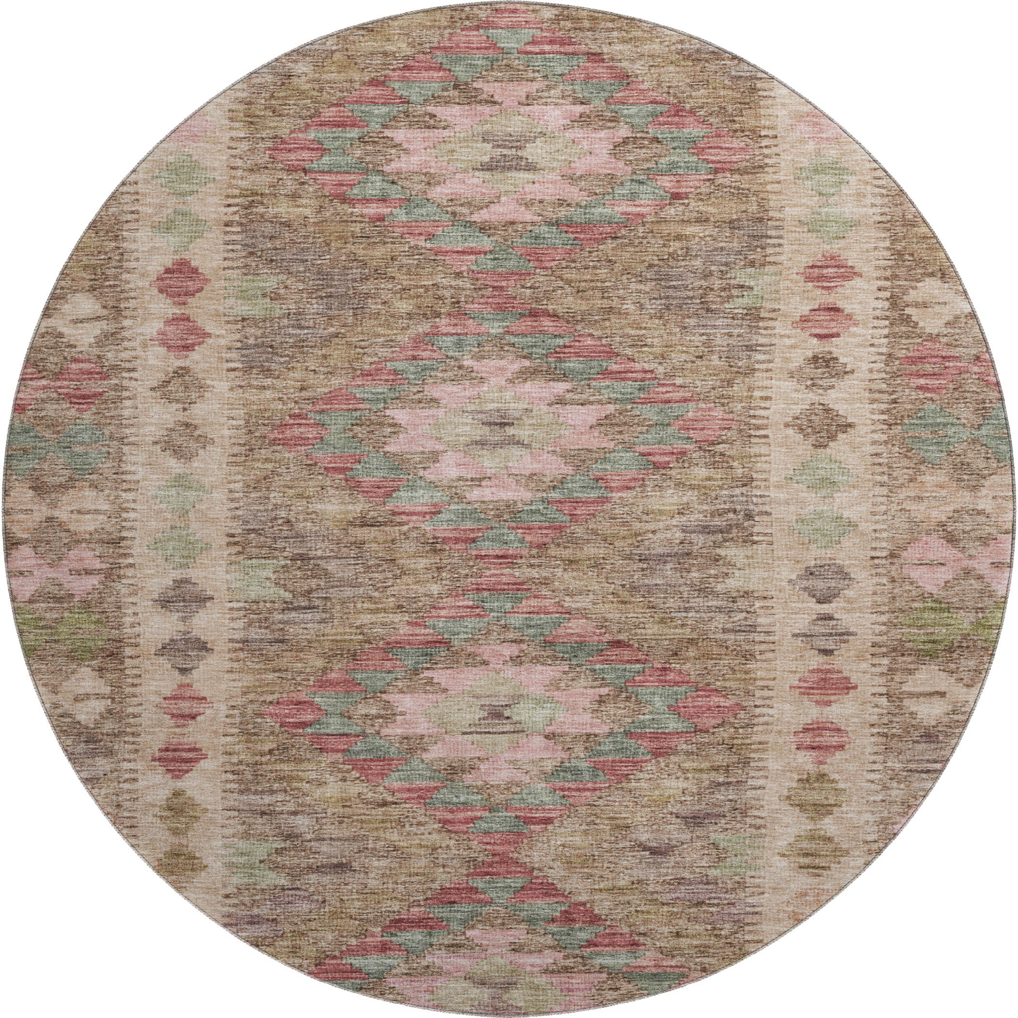 Bogota Machine Washable Transitional Brown Rug 8' x 8' #shape_Round