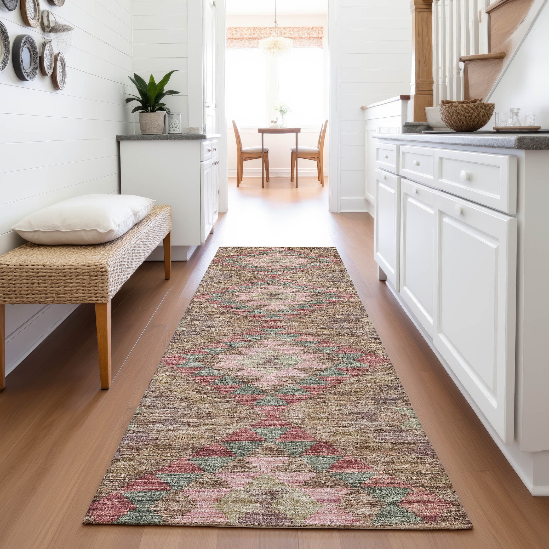 Bogota Machine Washable Transitional Brown Rug 2'3" x 7'6" #shape_Runner