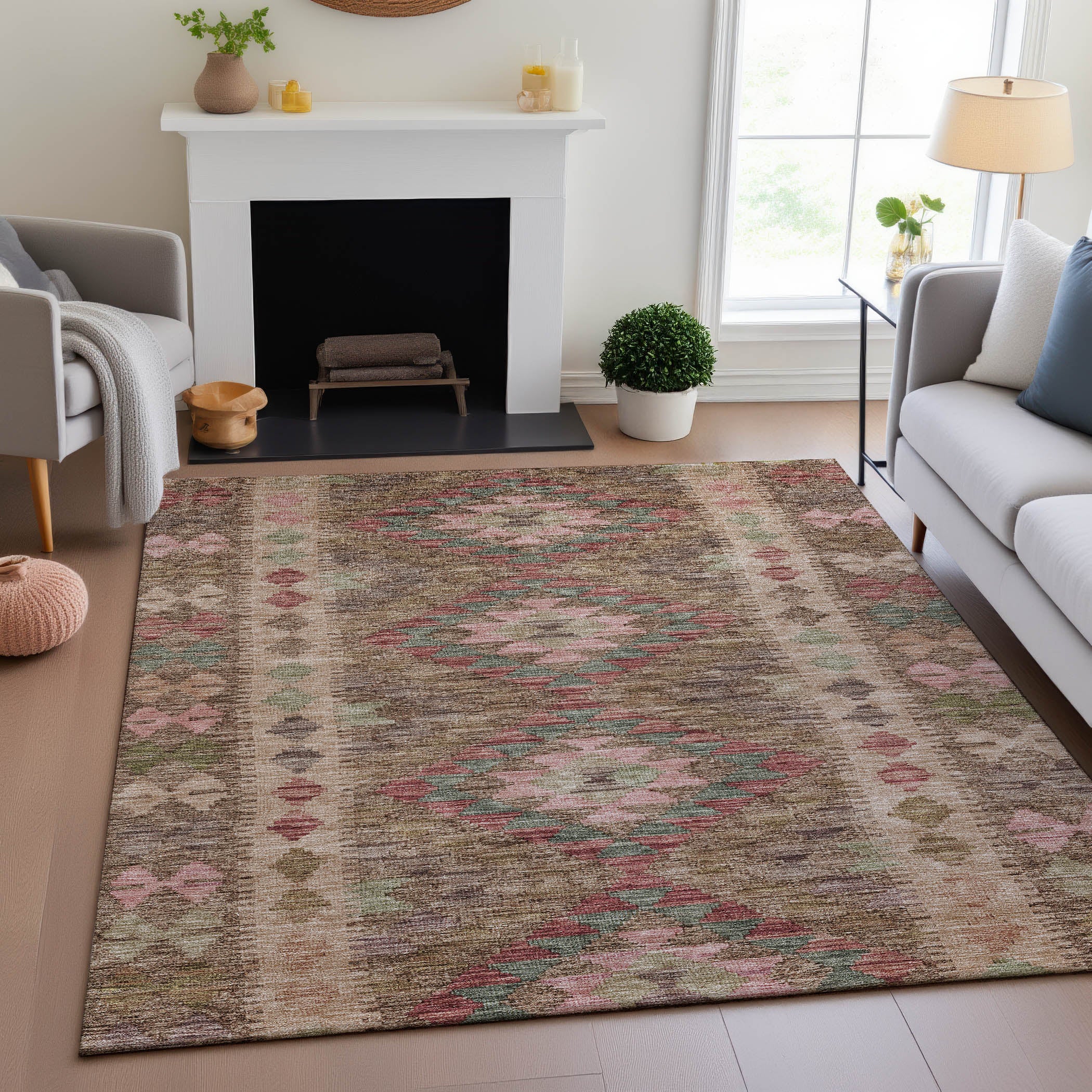 Bogota Machine Washable Transitional Brown Rug 2'6" x 3'10" #shape_Rectangle