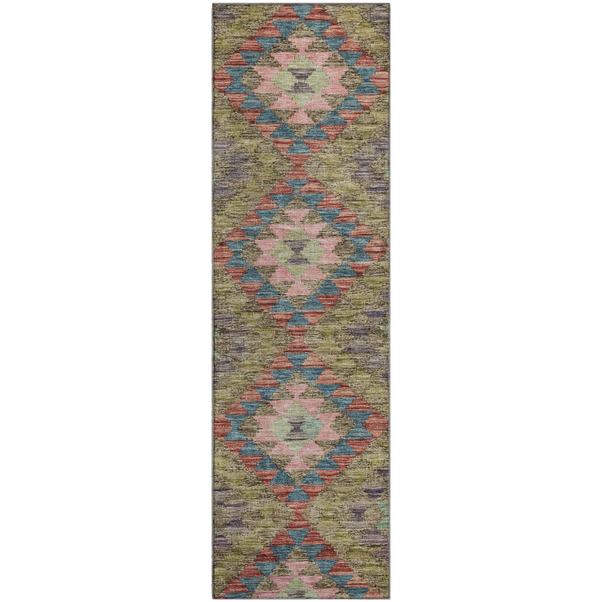 Bogota Machine Washable Transitional Green Rug 2'3" x 7'6" #shape_Runner