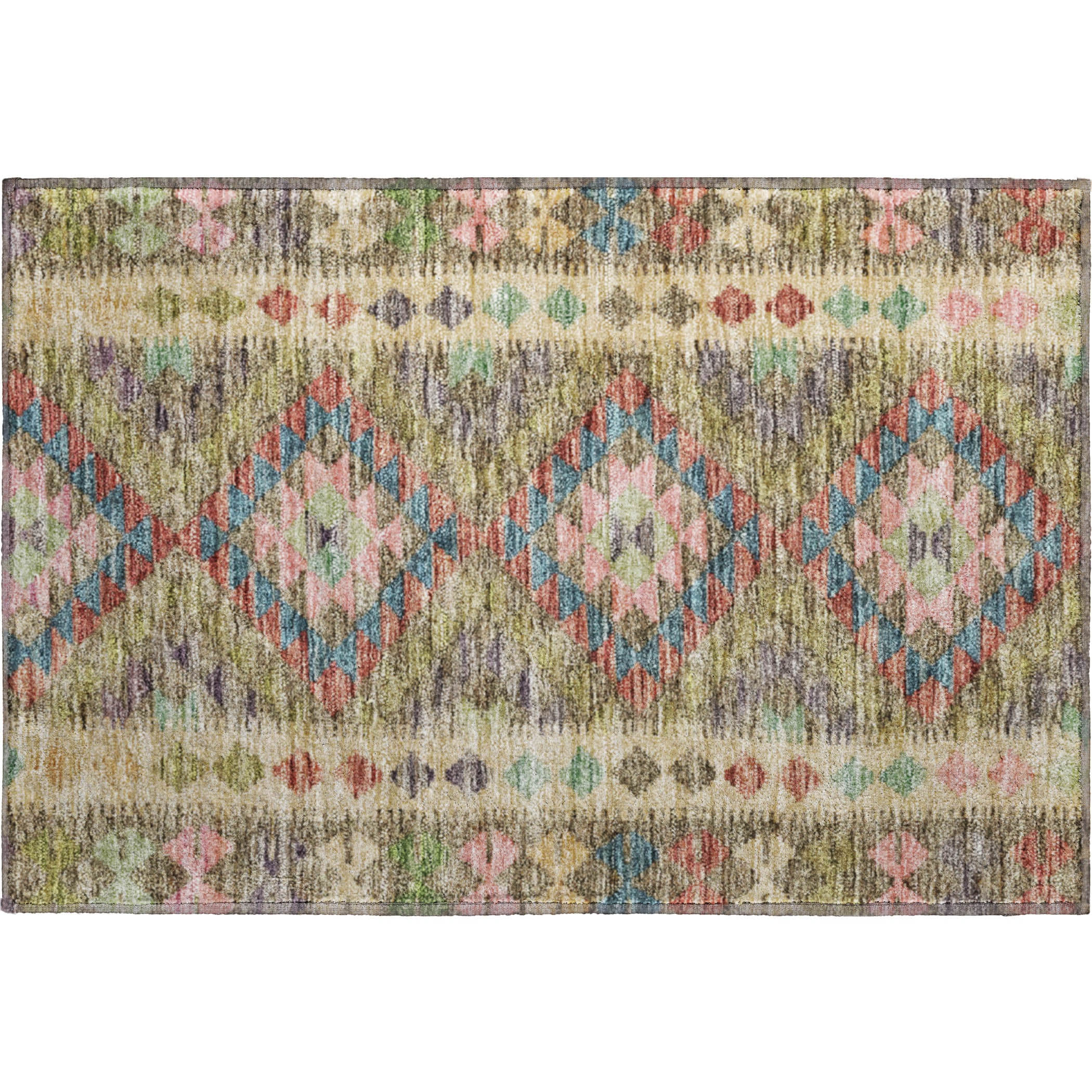 Bogota Machine Washable Transitional Green Rug 1'8" x 2'6" #shape_Rectangle