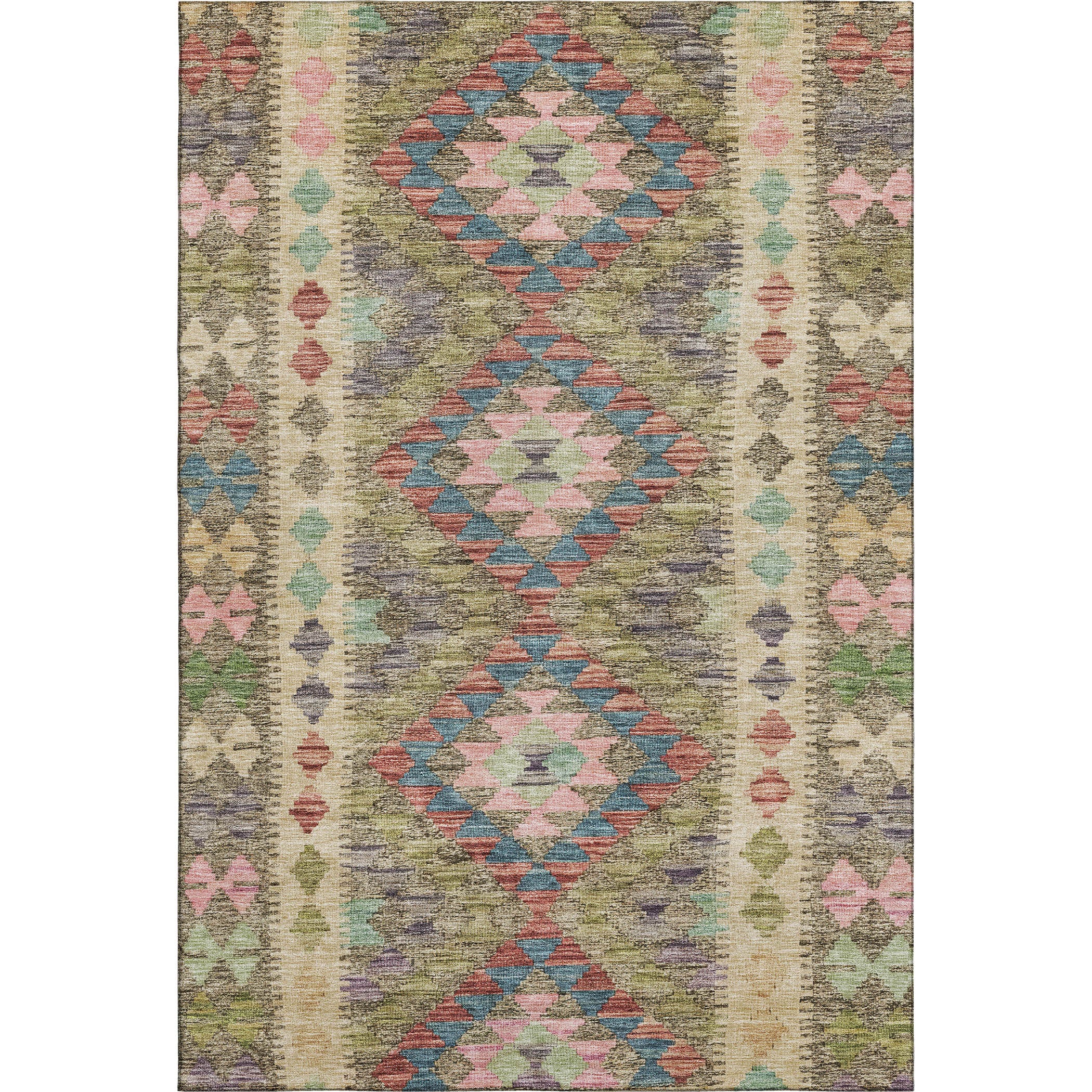 Bogota Machine Washable Transitional Green Rug 2'6" x 3'10" #shape_Rectangle