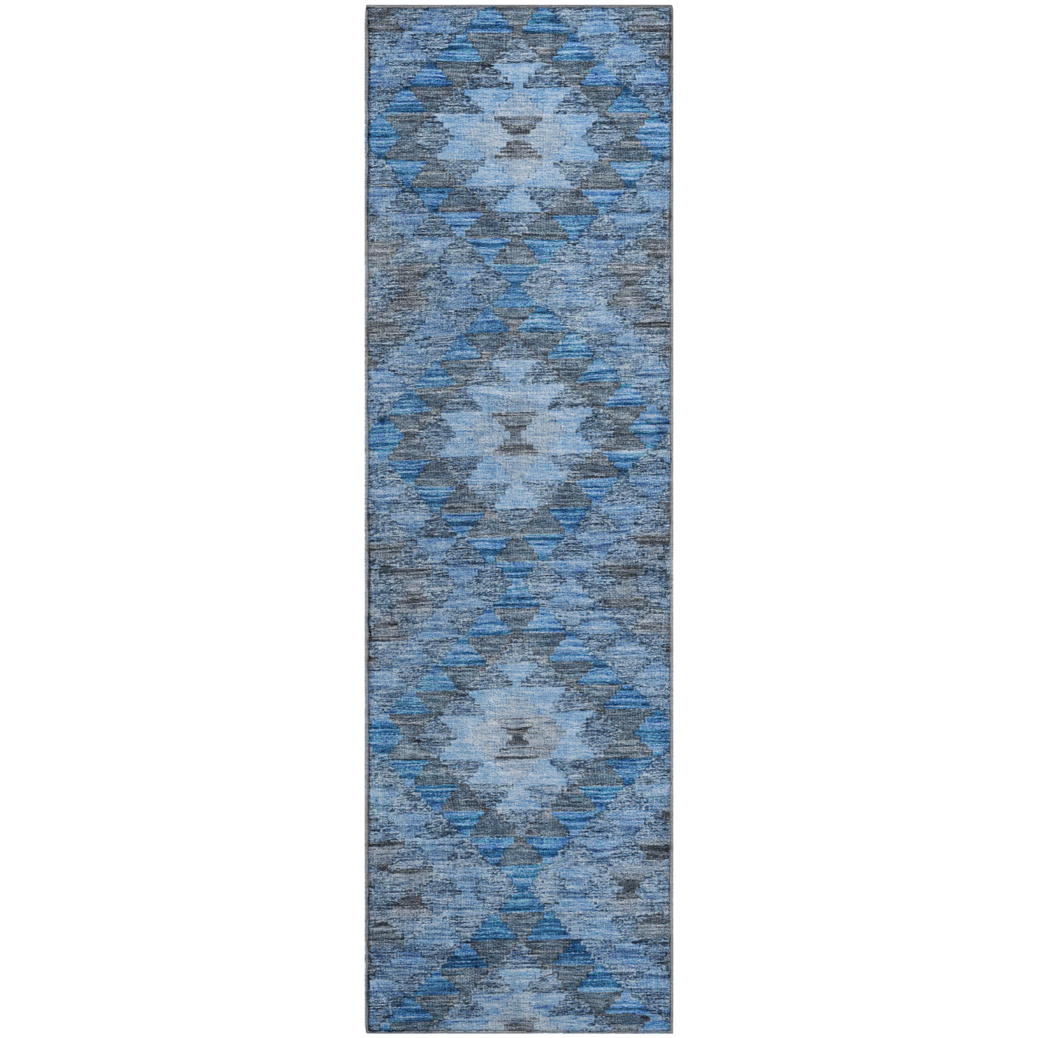 Bogota Machine Washable Transitional Navy Blue Rug 2'3" x 7'6" #shape_Runner