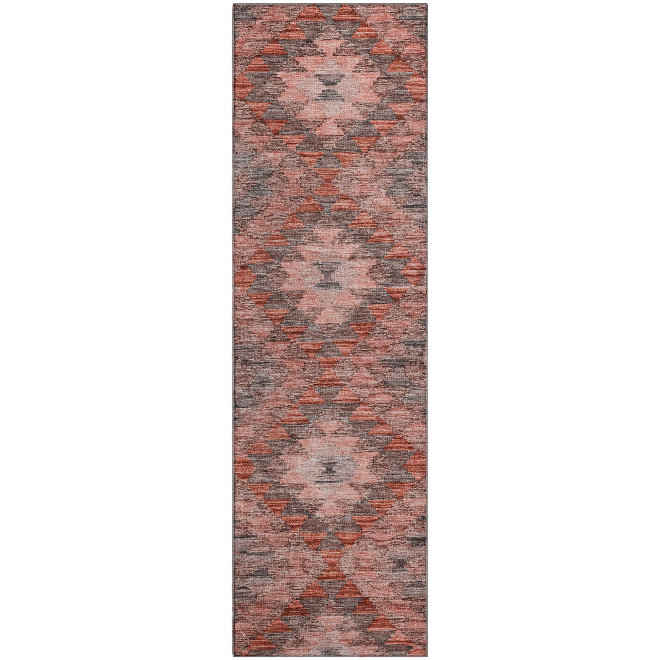 Bogota Machine Washable Transitional Terracotta Orange Rug 2'3" x 7'6" #shape_Runner