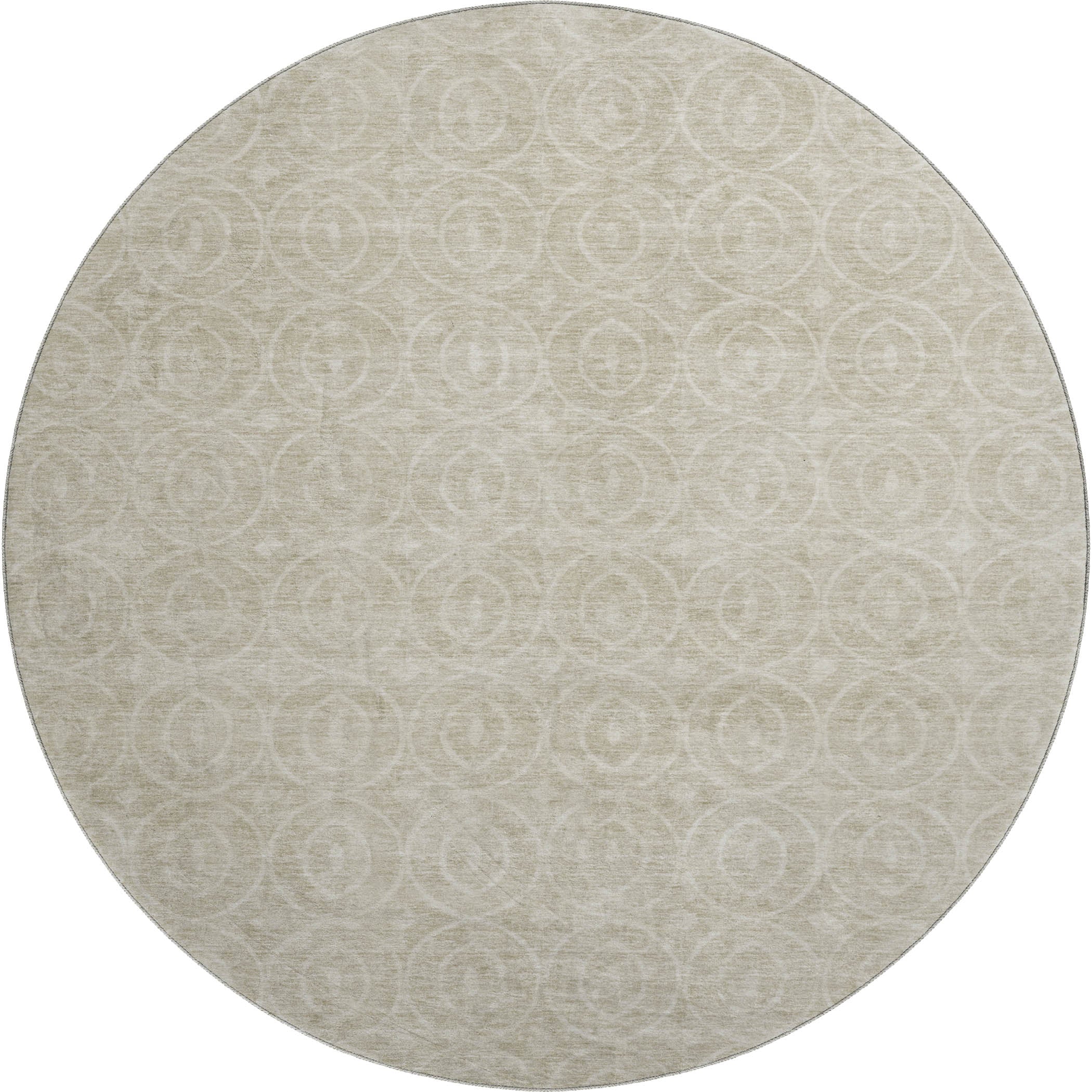 Mostar Machine Washable Transitional Beige Brown Rug 8' x 8' #shape_Round
