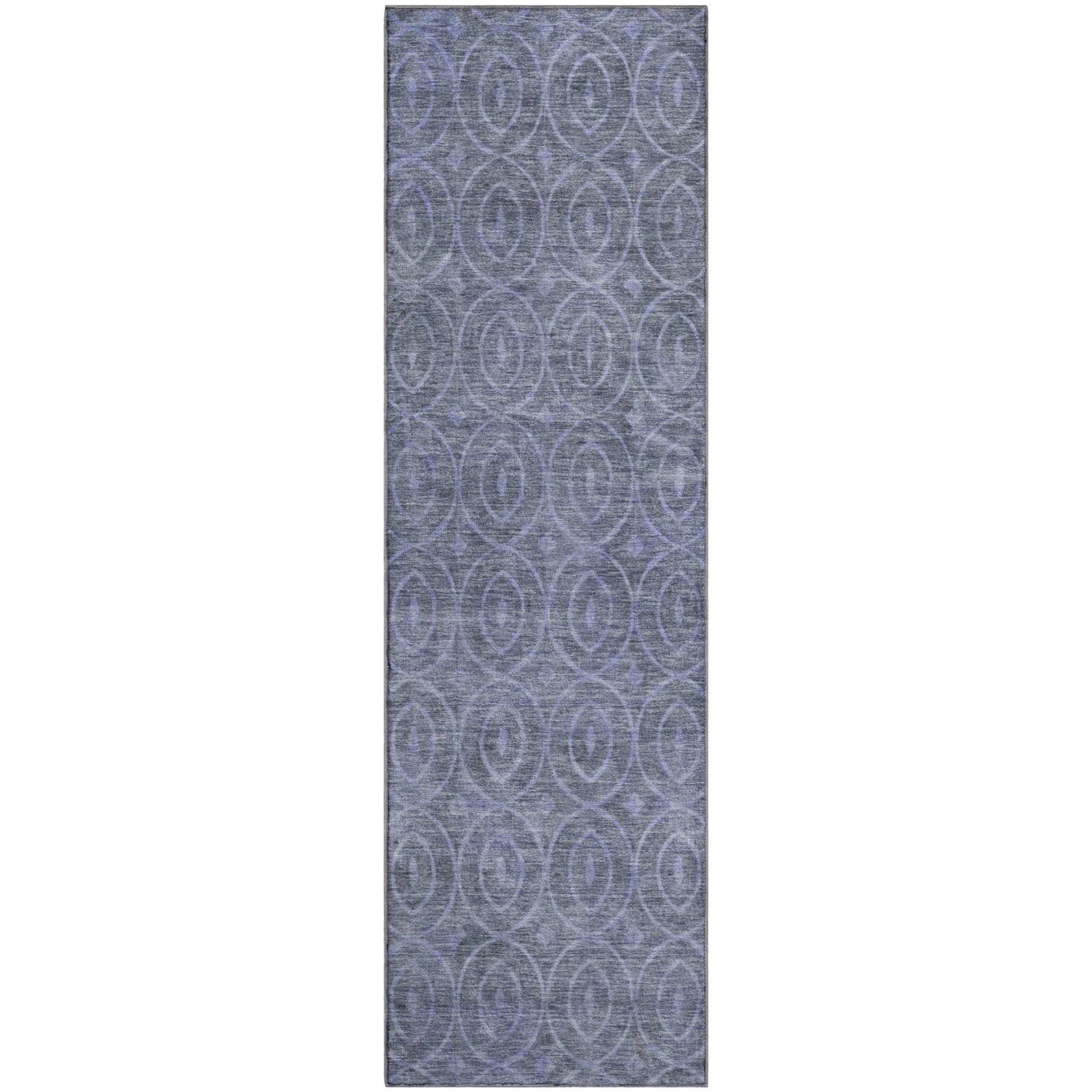 Mostar Machine Washable Transitional Denim Blue Rug 2'3" x 7'6" #shape_Runner
